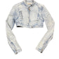 Y2k Wrangler Cropped Denim Jacket Blue White - XS