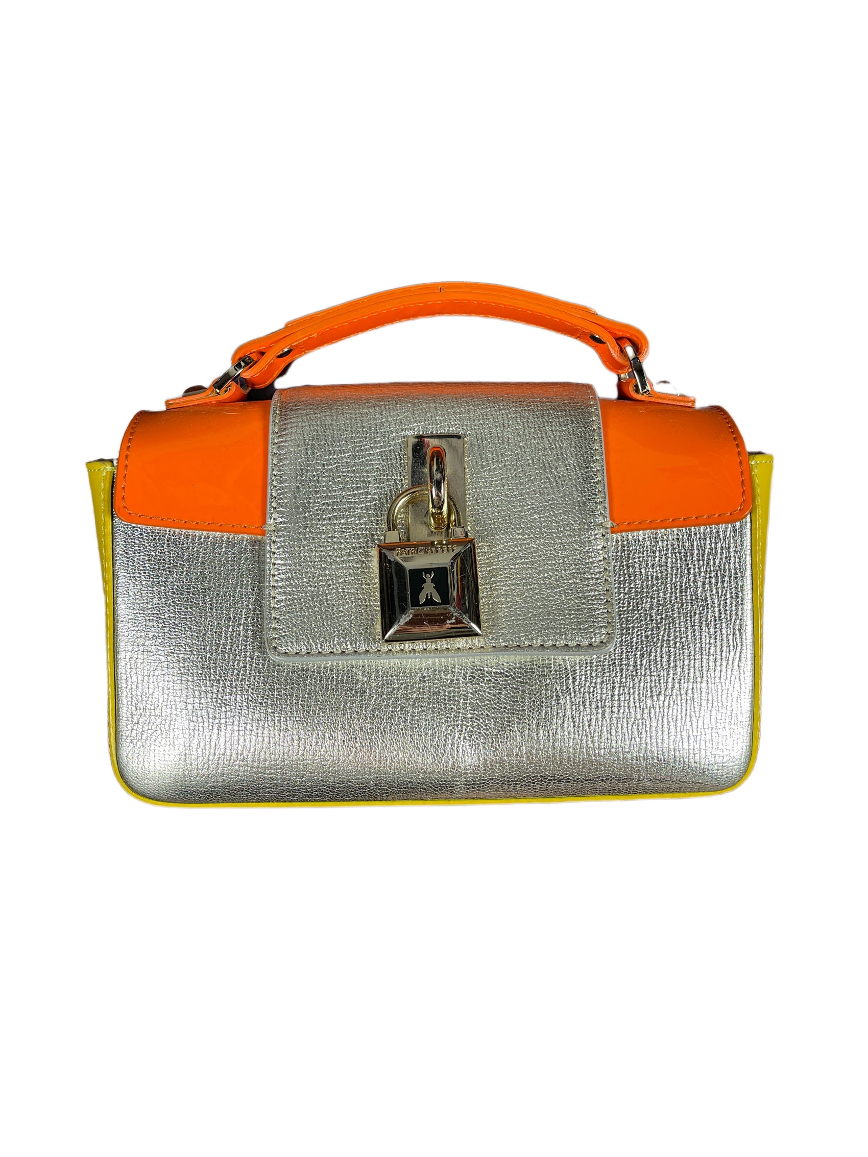 Patrizia Pepe Leather Handbag Silver Multicolor