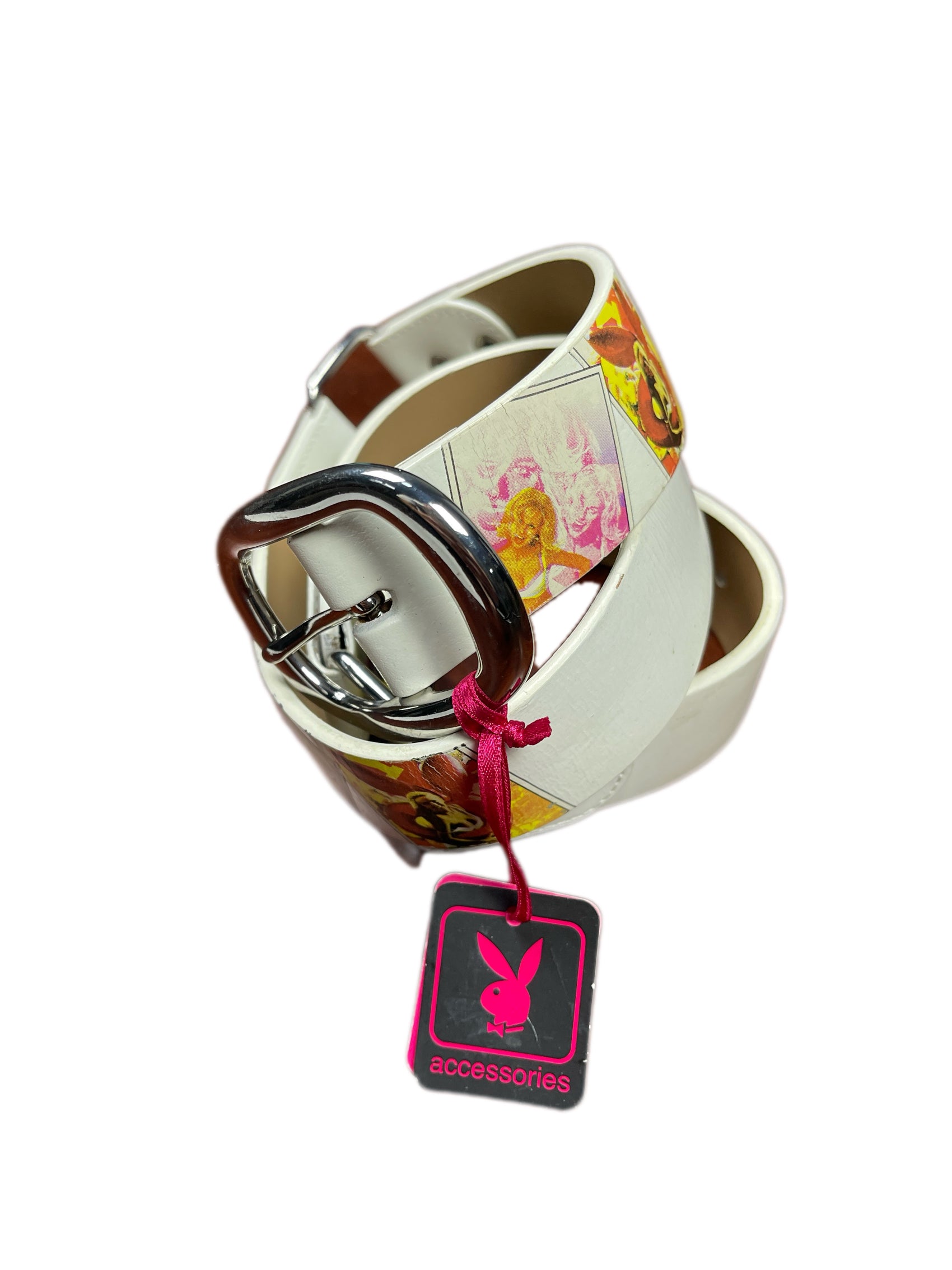 Y2k Playboy Leather Belt White 2004