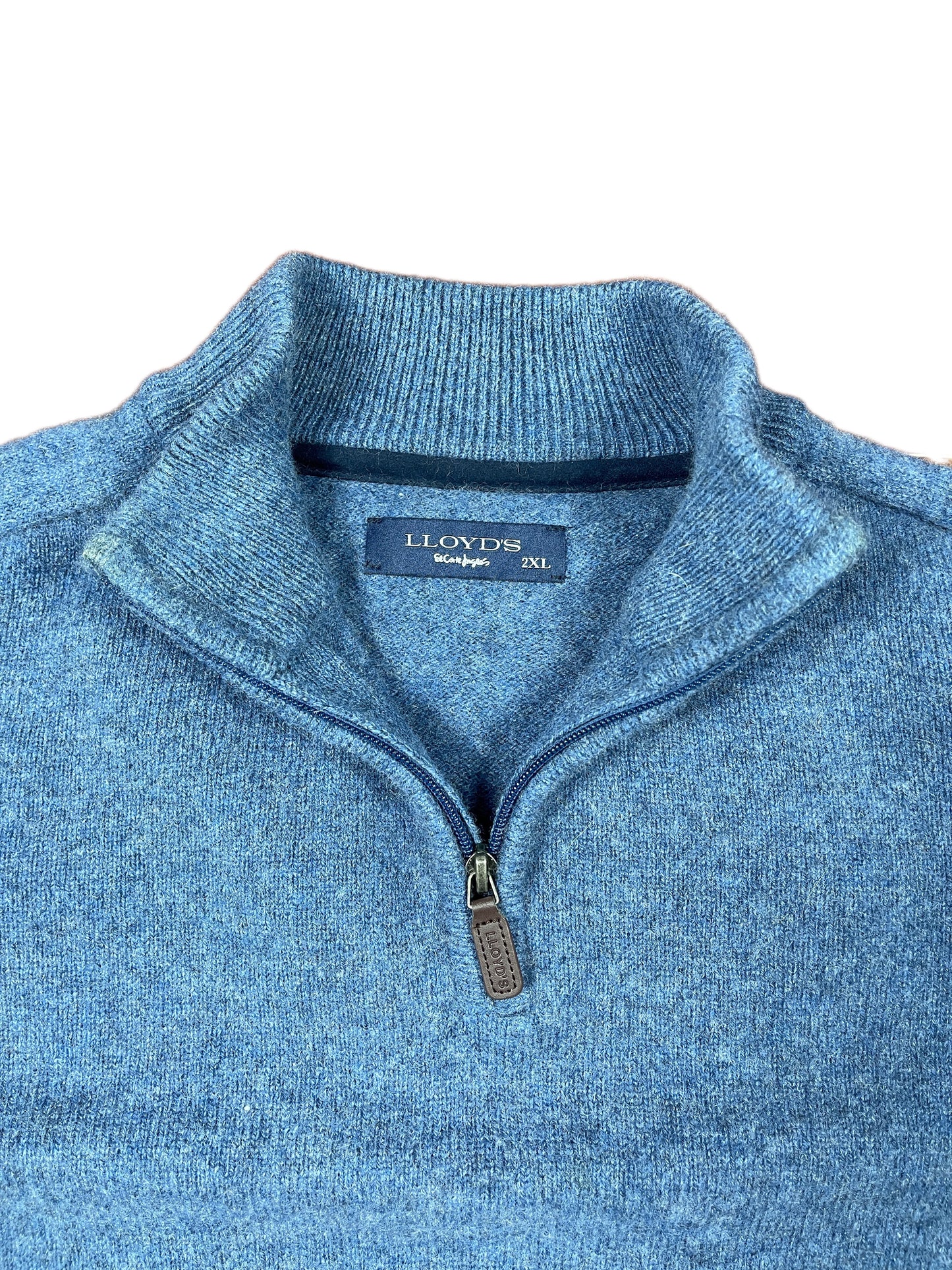 Lloyds Wool Zip Knitted Sweatshirt Blue - XXL