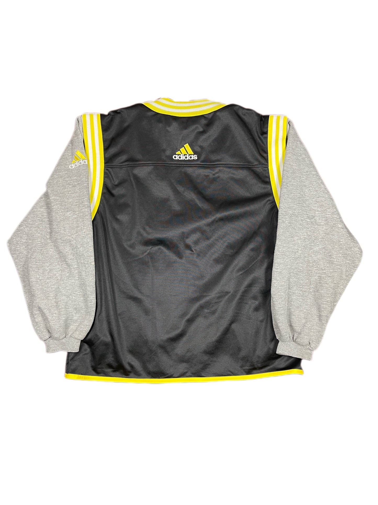 Vintage Adidas 2000s Sport Jacket Vest Gray Black Yellow - M
