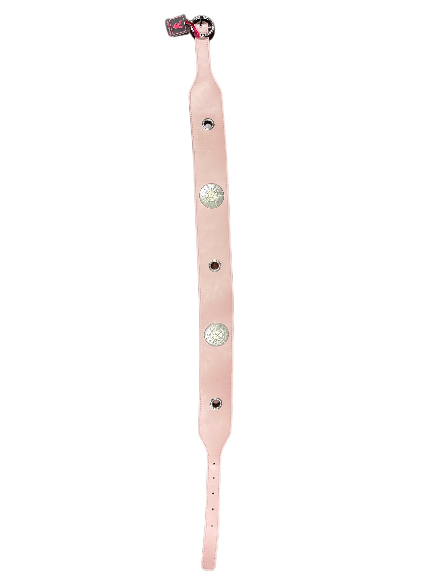 Y2k Playboy Thick Leather Belt Rose 2004