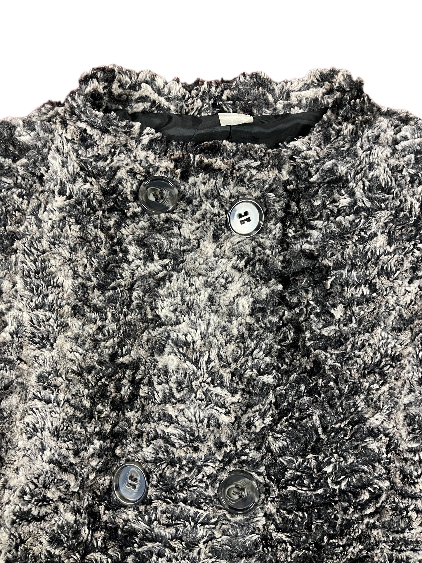 Vintage Faux Fur Coat Black White - M