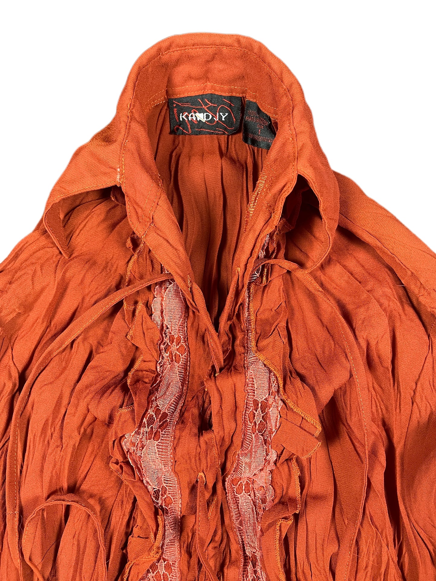 Y2k Kandjy Long Sleeve Top Orange - XS/S