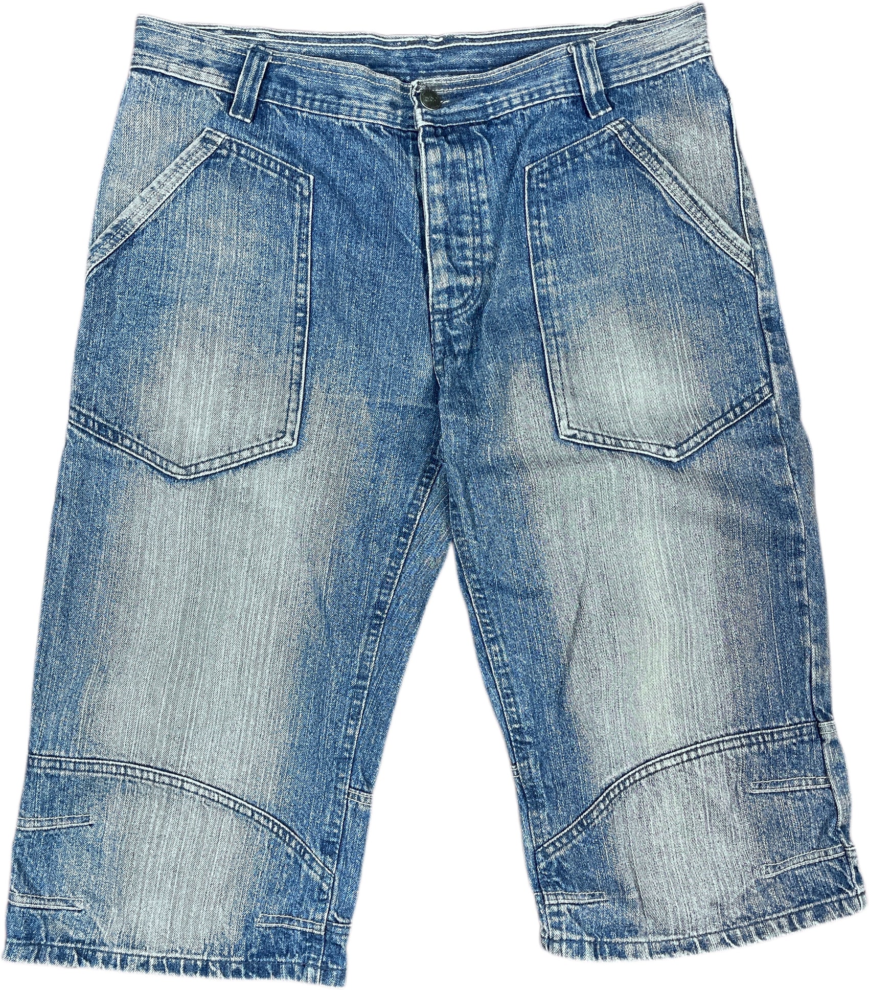 Y2K BPC Capri Denim Pants Blue Cotton L