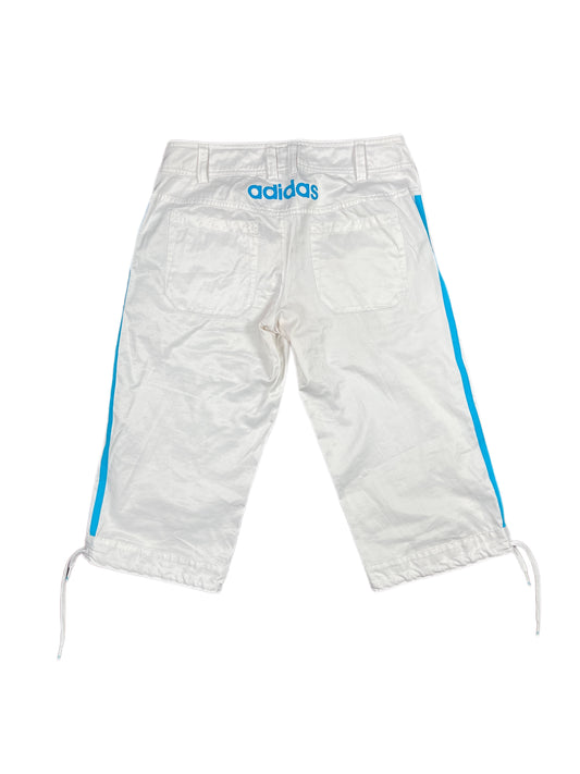 Y2k Adidas Low Waist Sport Capri Pants White Blue - S
