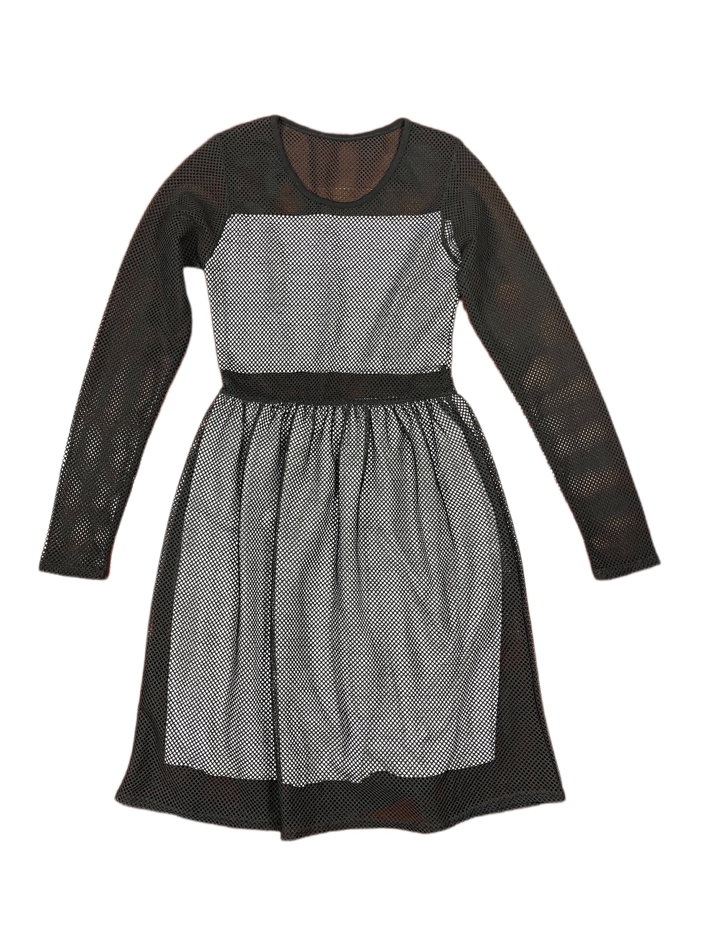 See Through Long Sleeve Dress Black - S