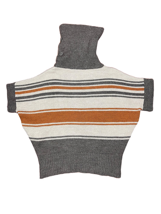 Y2k Short Sleeve Knitted Turtleneck Jumper Beige Orange - L/XL