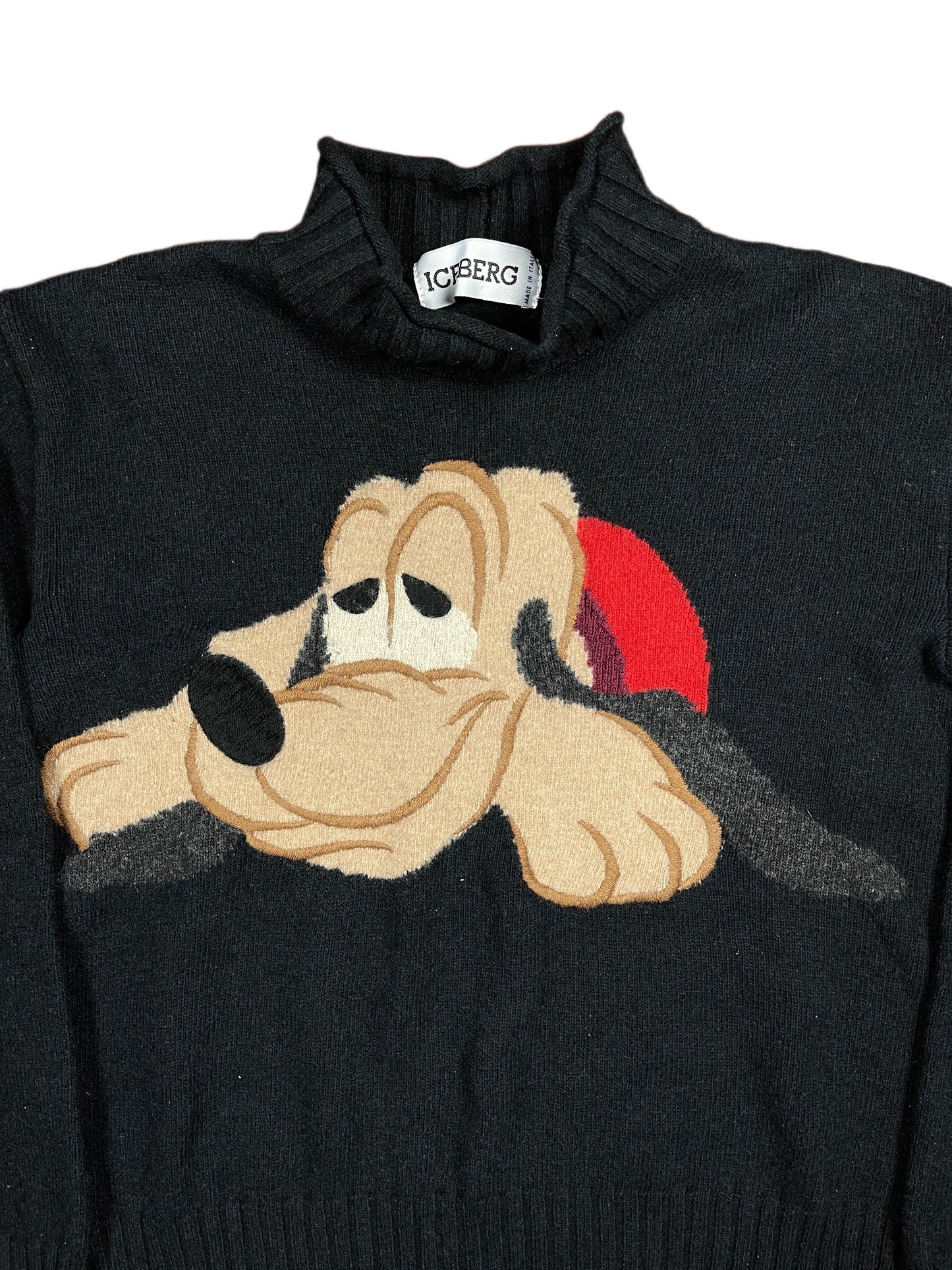 Vintage Iceberg Pluto 1994 Knitted Sweatshirt Black - XS