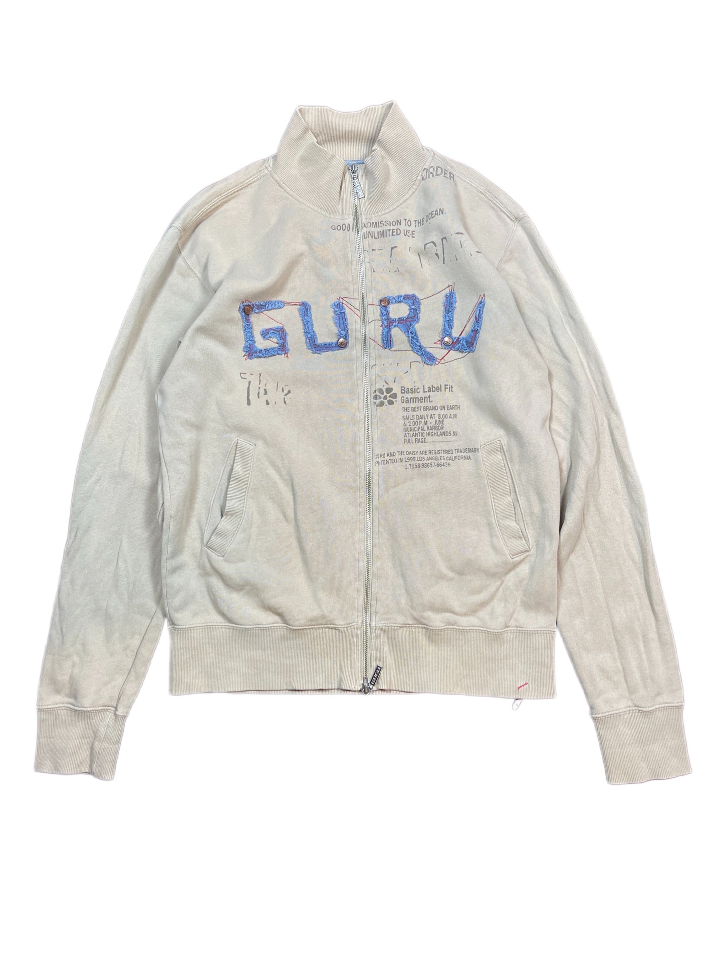 Y2k Guru Zip Sweatshirt Beige - XL
