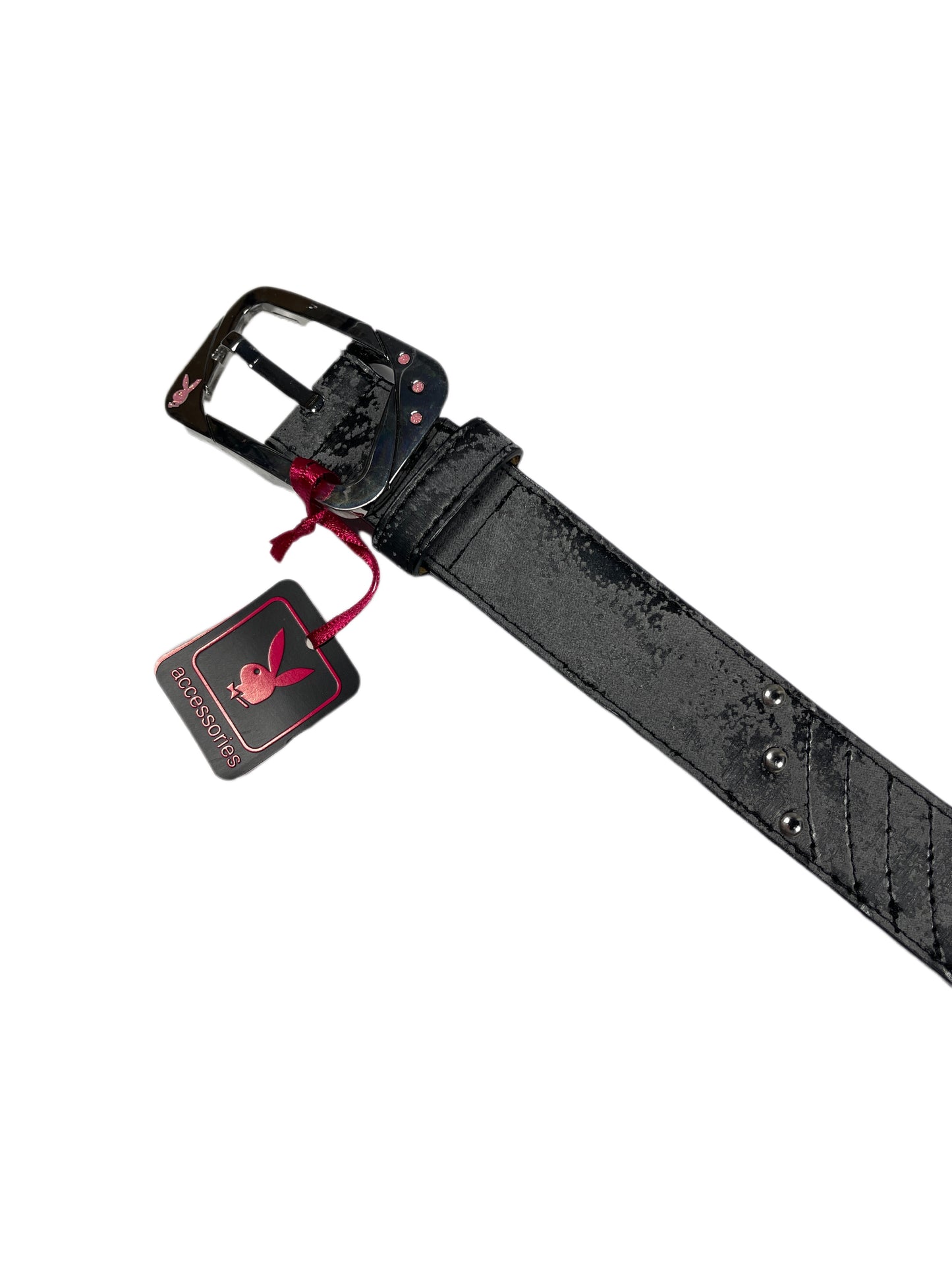 Y2k Playboy Belt Black Gray 2004