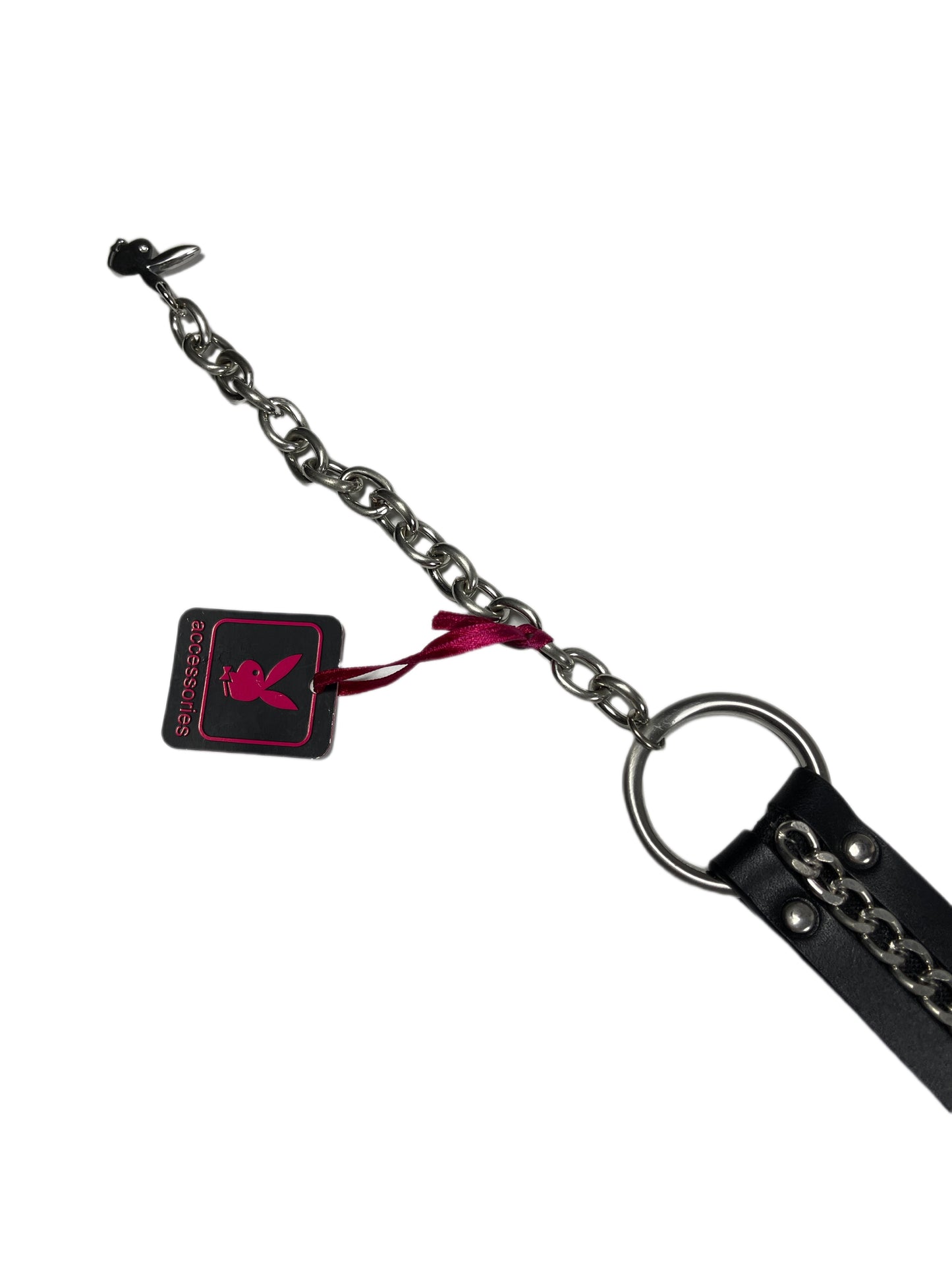 Y2k Playboy Belt Chain Leather PVC Black 2004