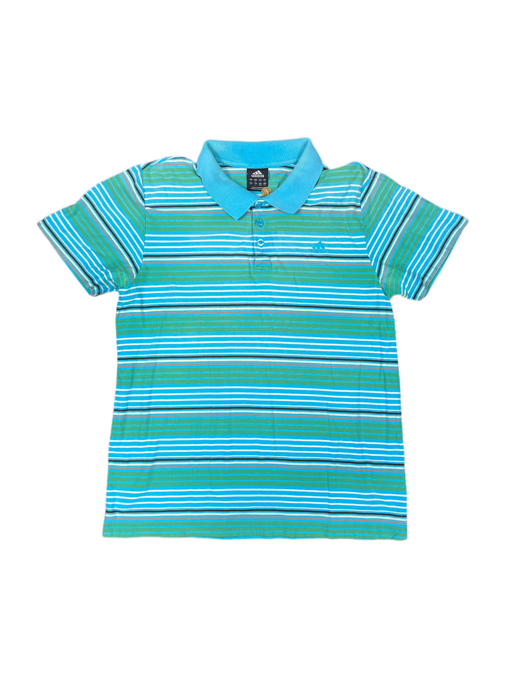 Y2k Adidas Polo Shirt Blue - L