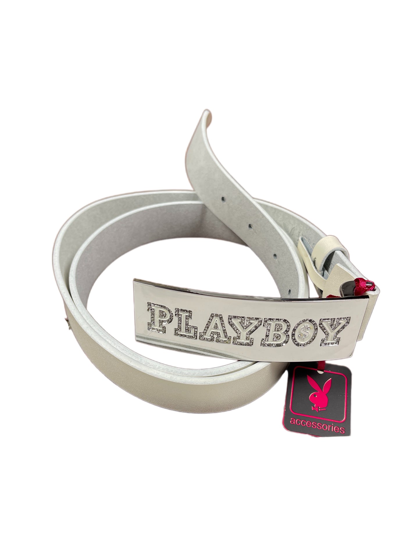 Y2k Playboy Leather Belt White 2004