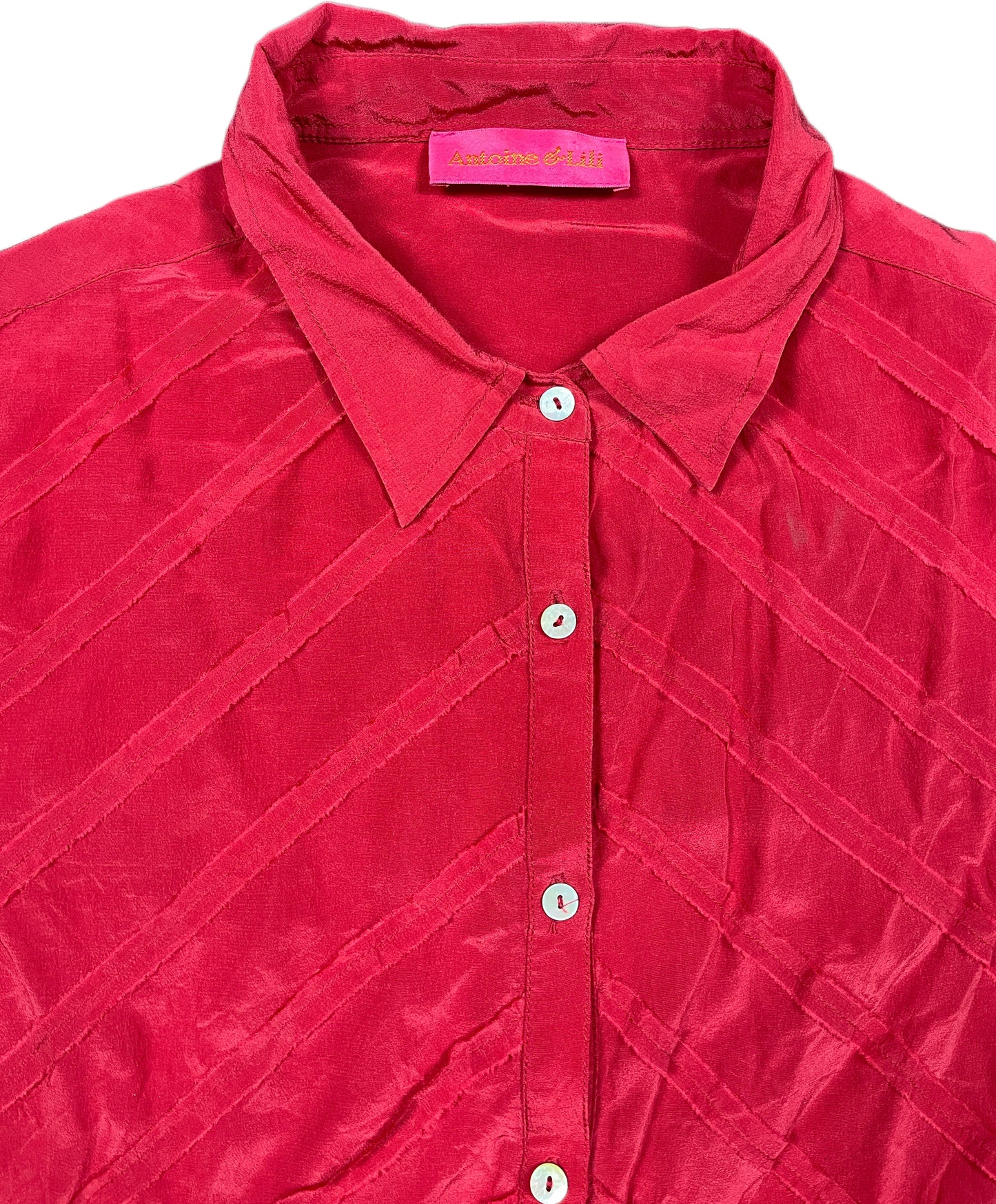Vintage Antoine & Lili Long Sleeve Shirt Red Silk M