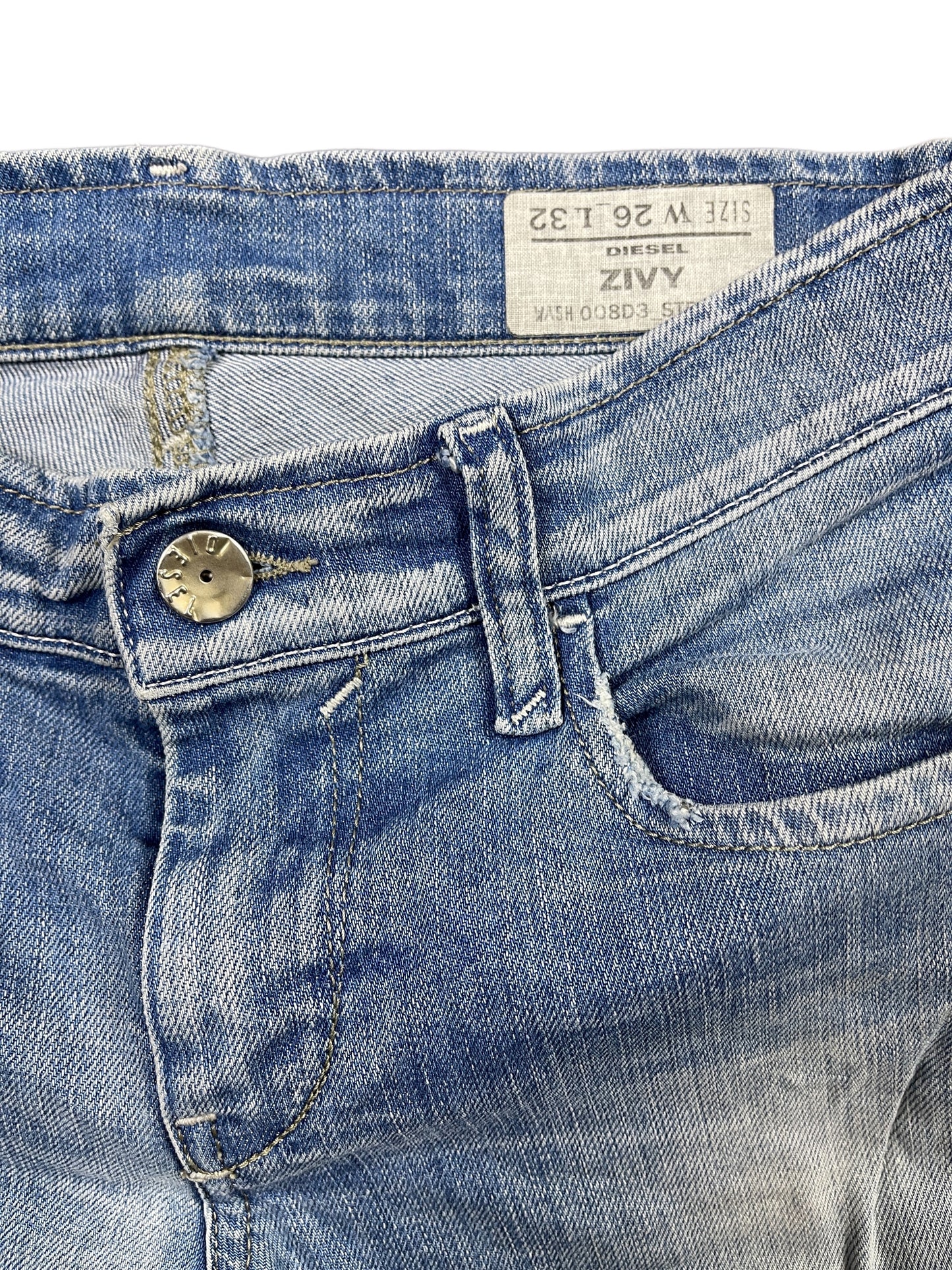 Y2k Diesel Distressed Skinny Denim Pants Blue - XS