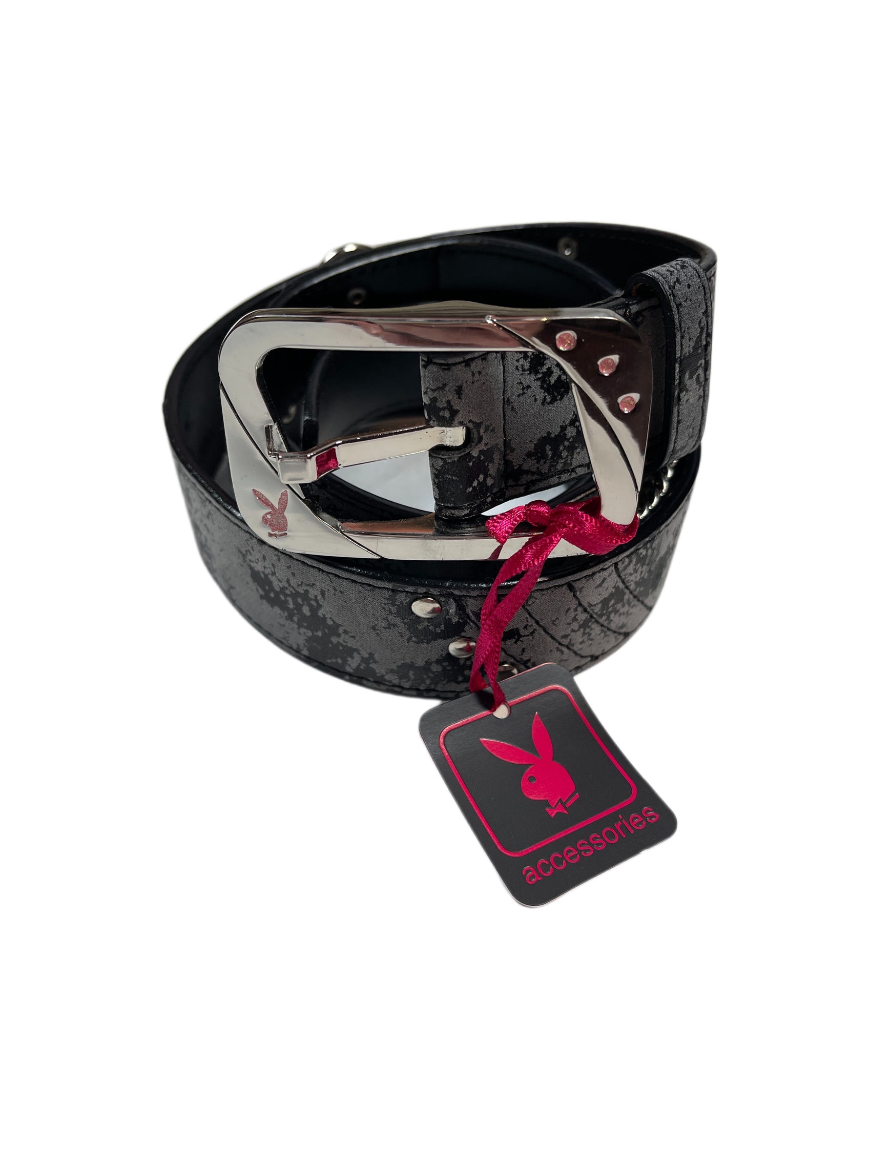 Y2k Playboy Belt Black Gray 2004