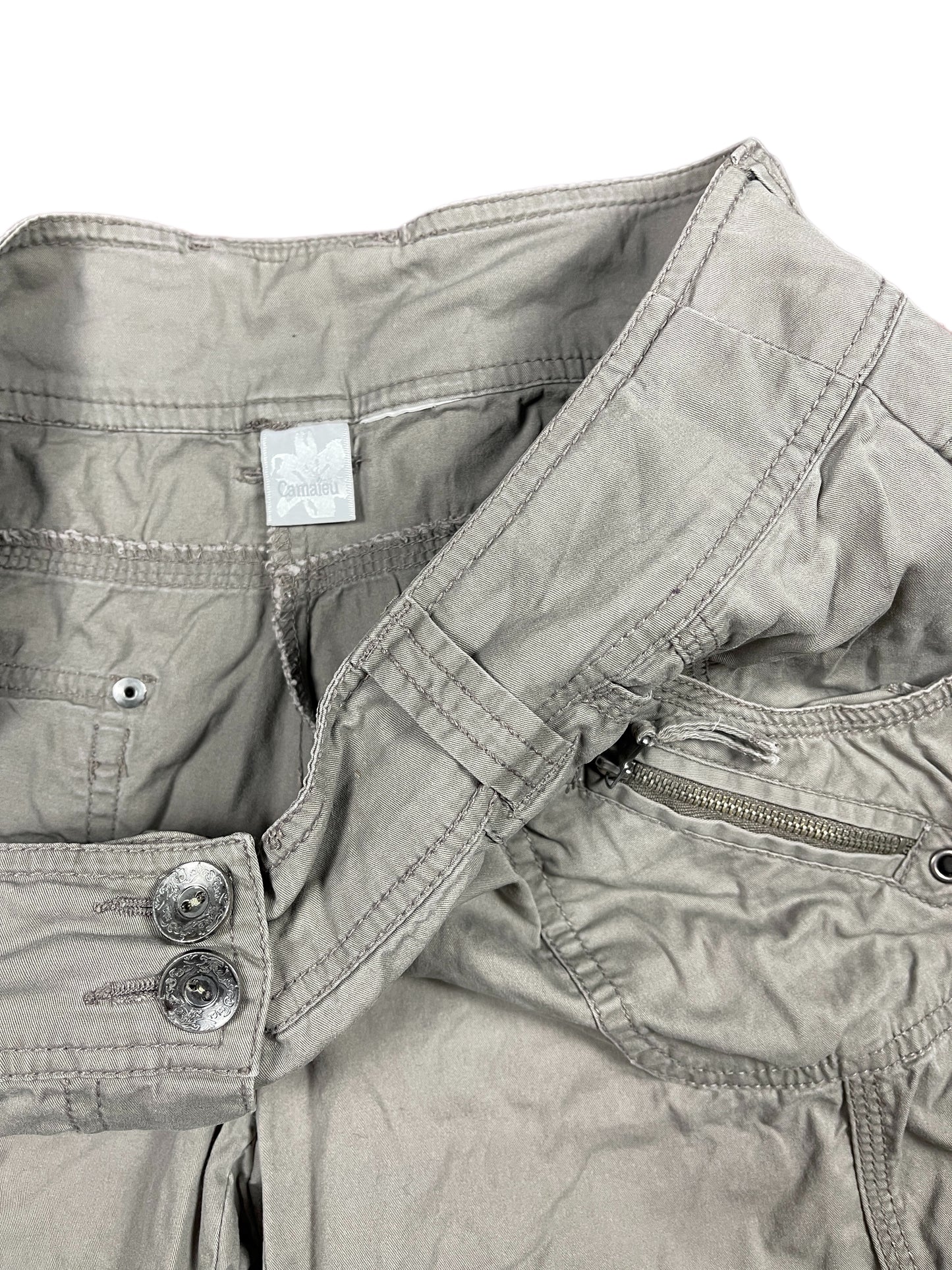 Y2k Camaieu Low Waist Capri Pants Khaki - M