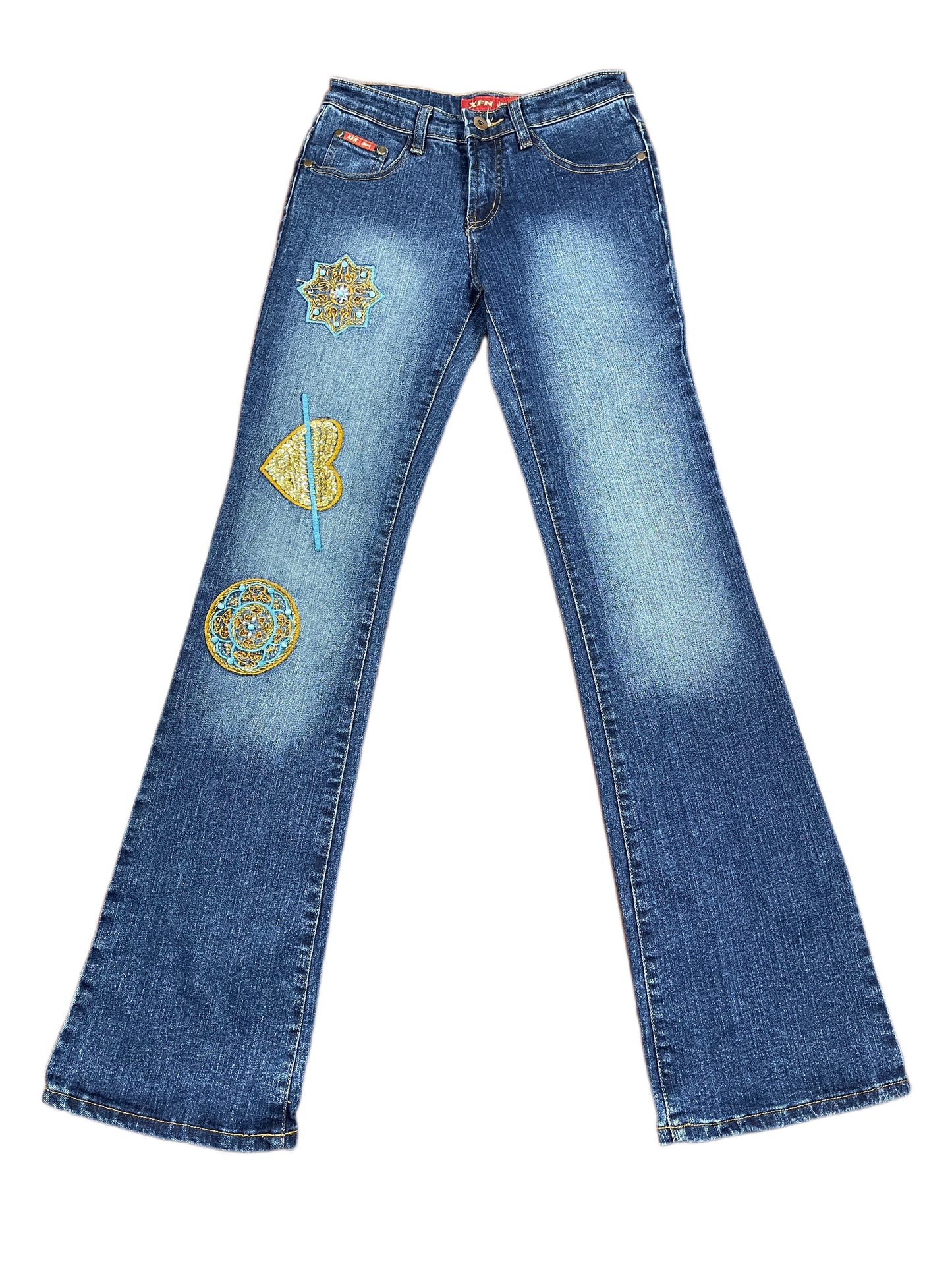 Y2k XFN Flared Denim Pants Blue - S