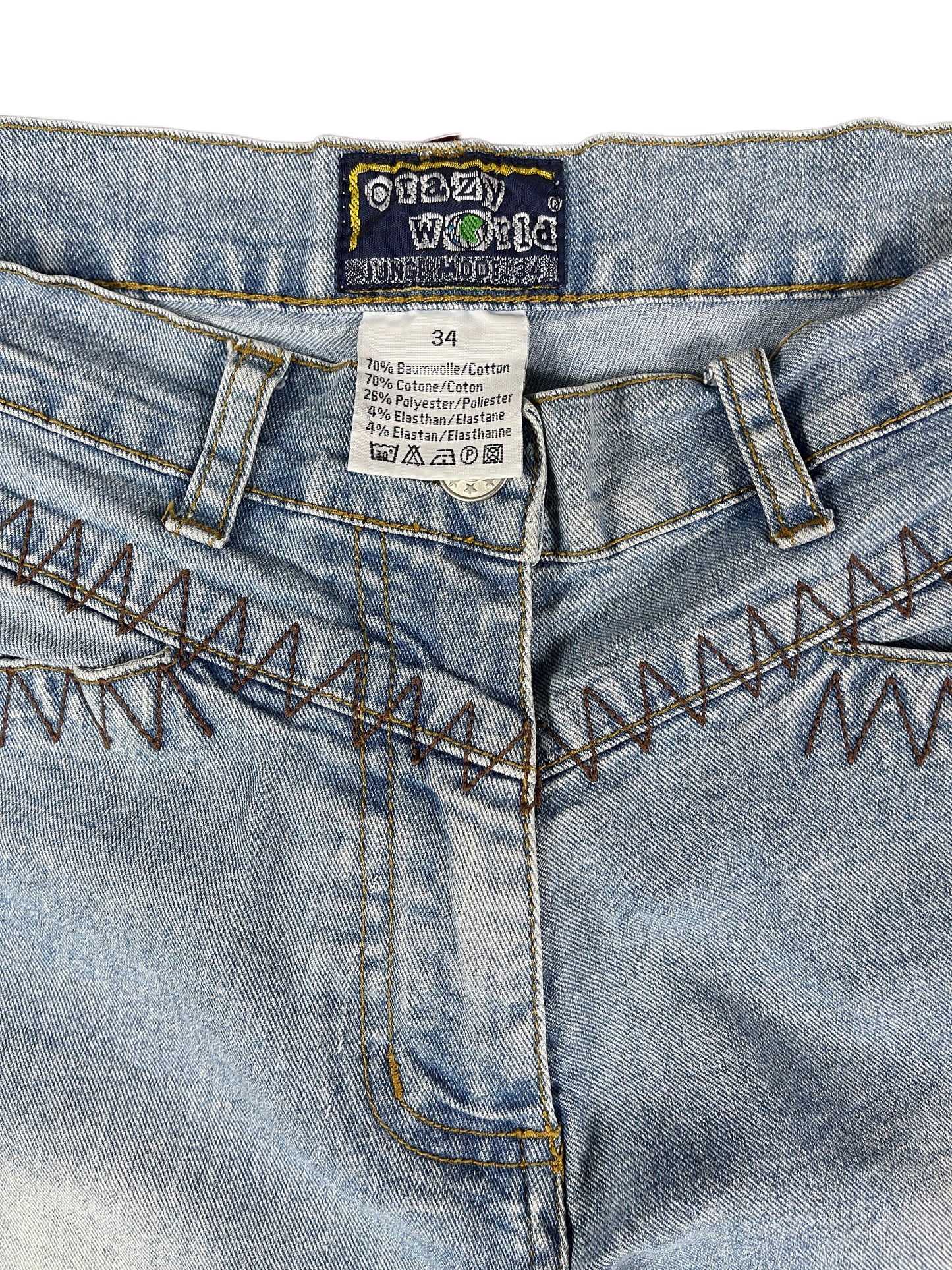 Vintage Crazy World Flared Denim Jeans Pants Blue - XS