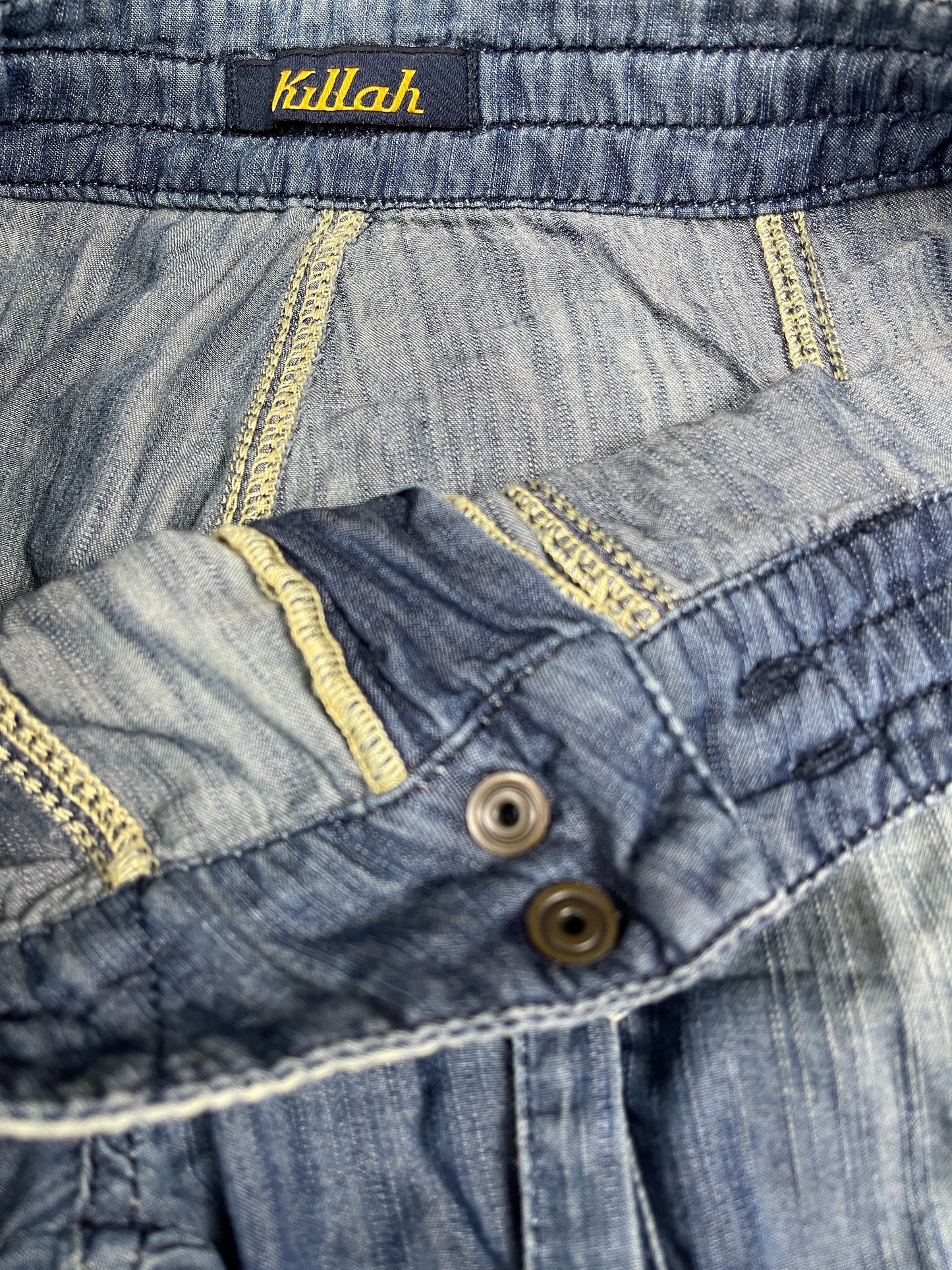 Y2k Killah Soft Cloth Pants Low Waist Blue - S