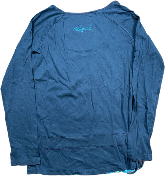 Desigual Long Sleeve Top Blue Cotton L