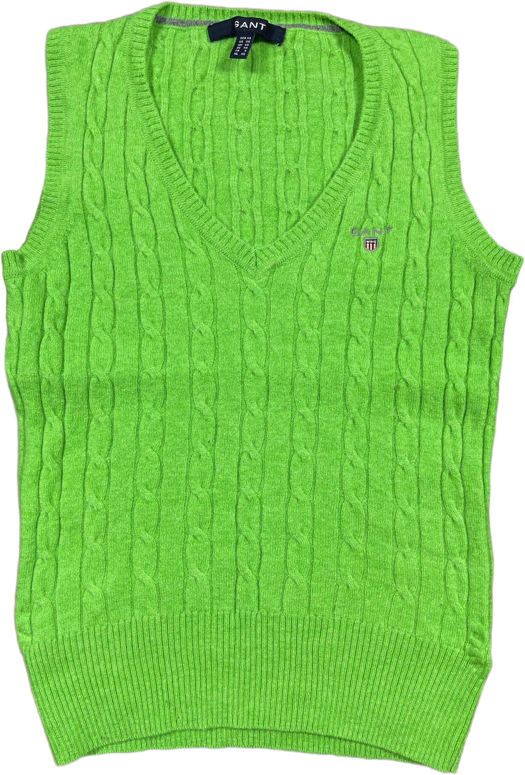 Gant Sweater Vest Green Lamb Wool XS