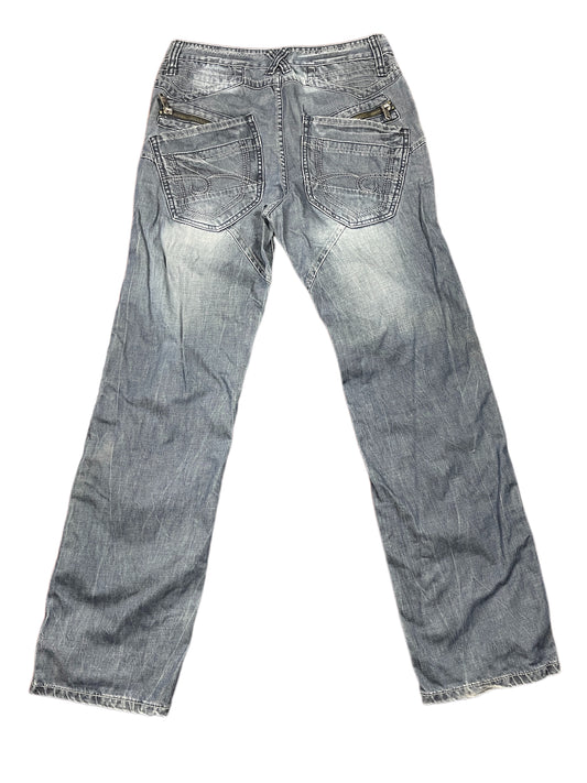 Y2k GX3 Denim Bootcut Pants Blue - L