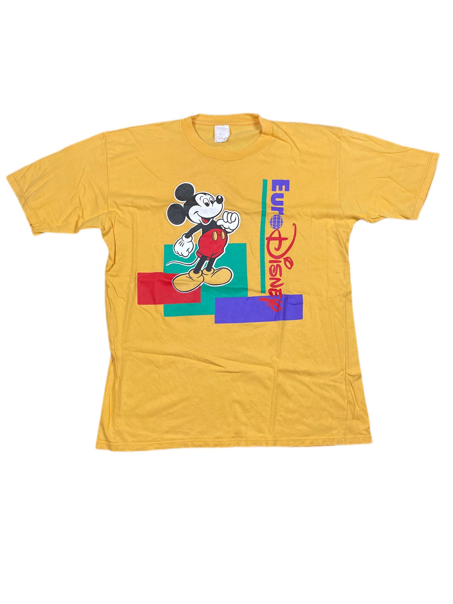 Vintage Euro Disney Mickey Mouse 1990s T-Shirt Yellow - XL