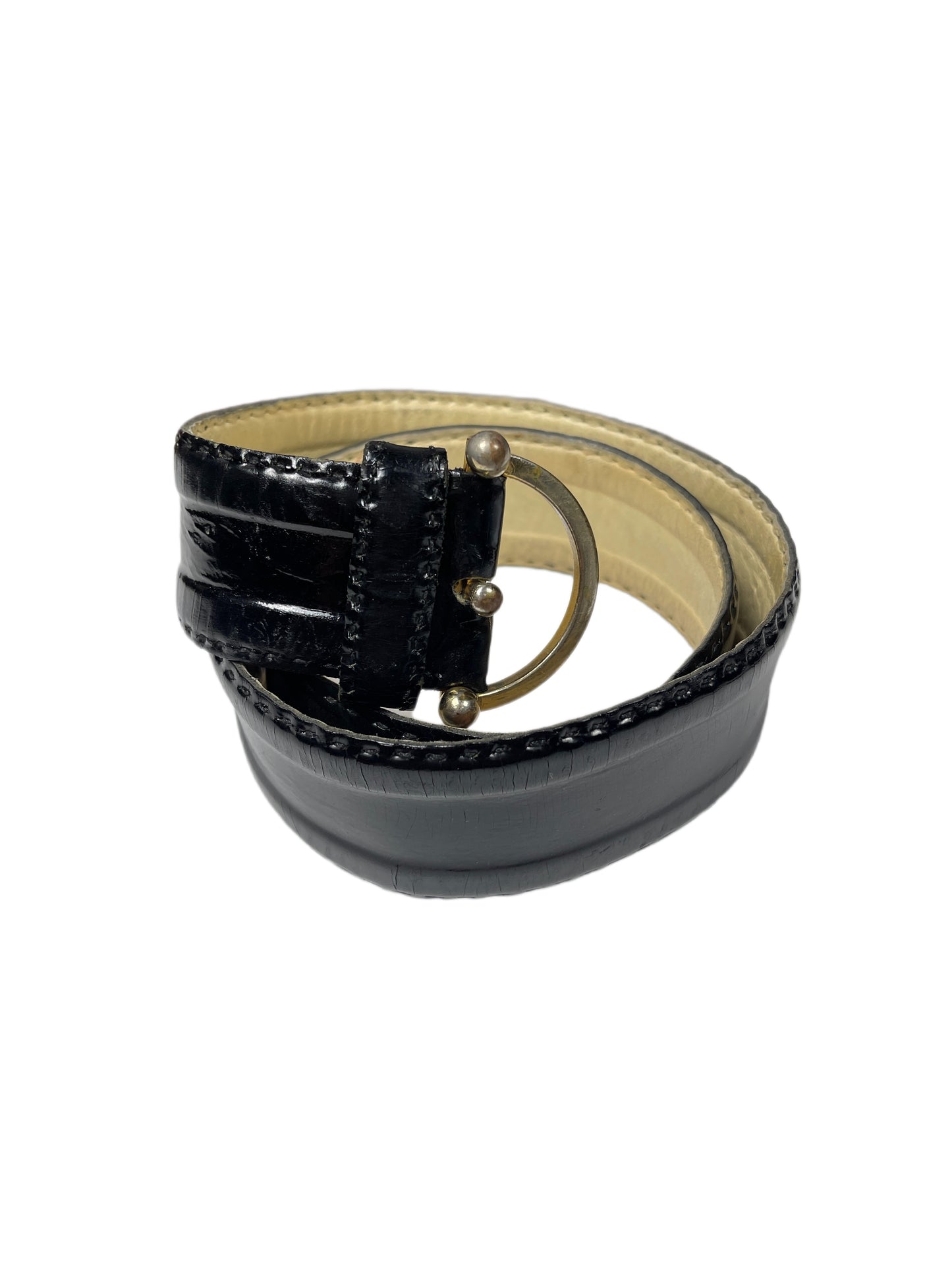 Vintage 70s Leather Belt Black