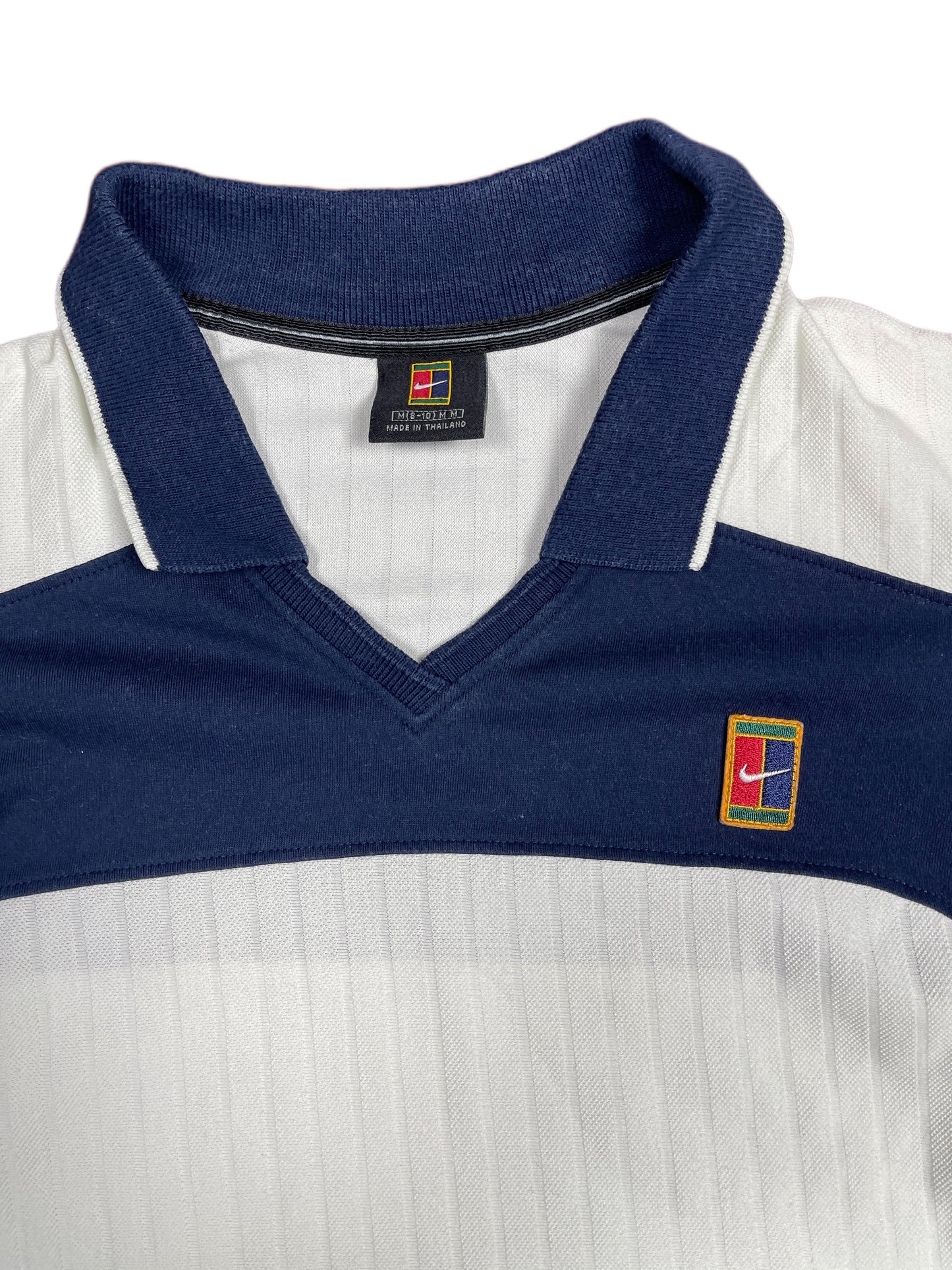 Y2k 2000s Nike Challenge Court Short Sleeve Top Tennis Sport White Navy M