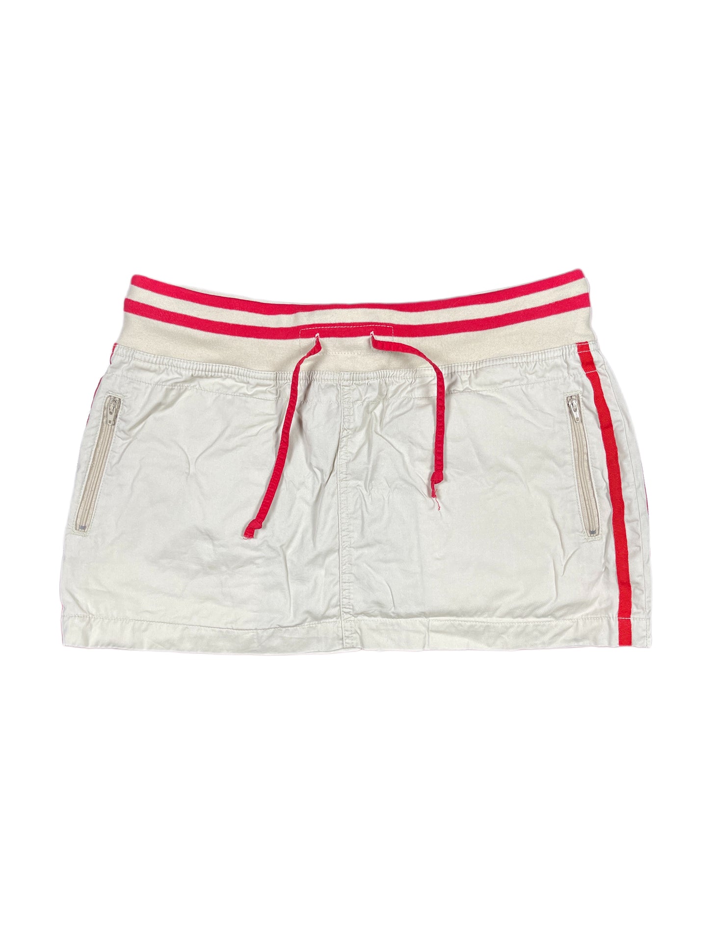 Y2k Pepe Jeans Low Waist Mini Skirt Beige Red - XL