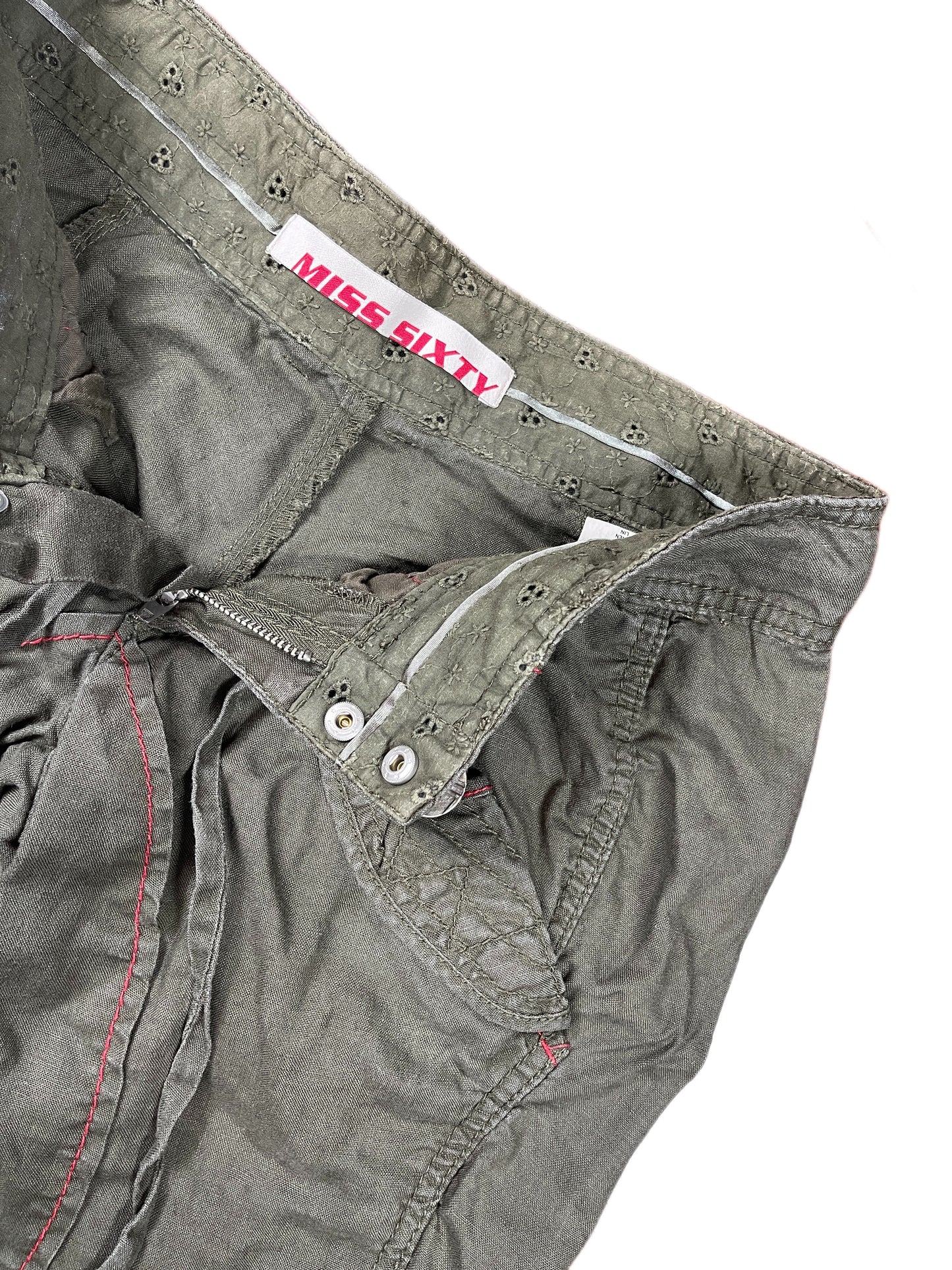 Y2k Miss Sixty Low Waist Capri Shorts Khaki - XS