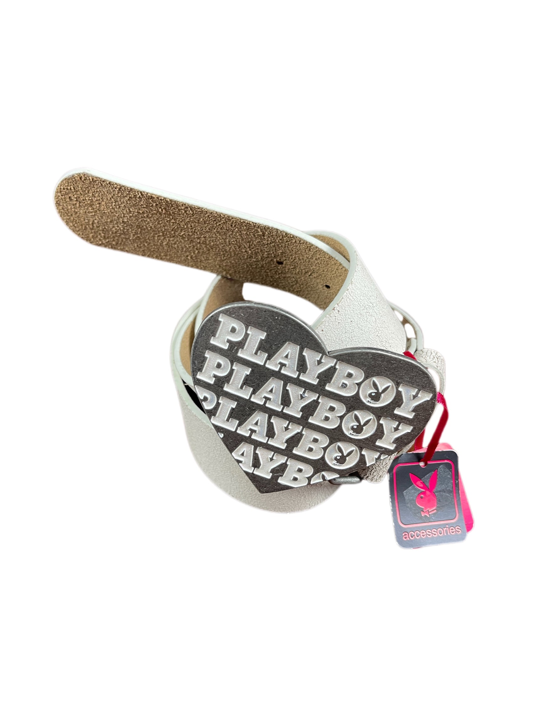 Y2k Playboy Leather Belt White 2004