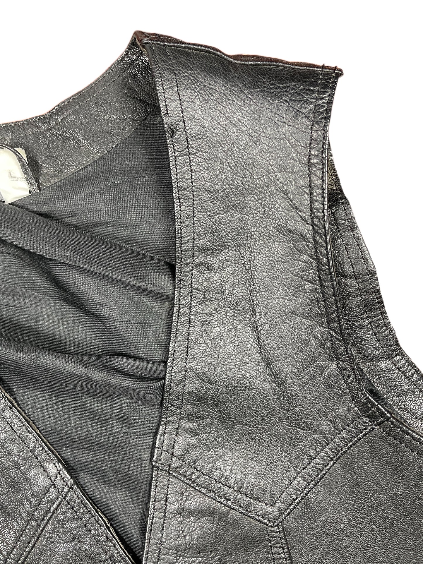 Vintage Leather Vest Black - S