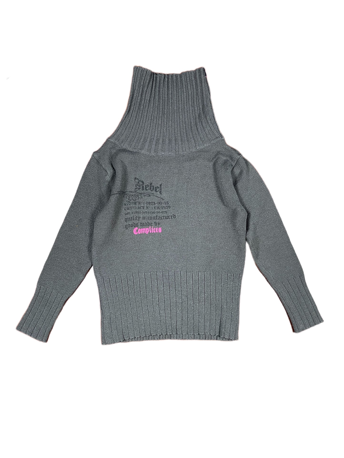 Y2k Complices Knitted Turtleneck Sweatshirt Gray - S/M