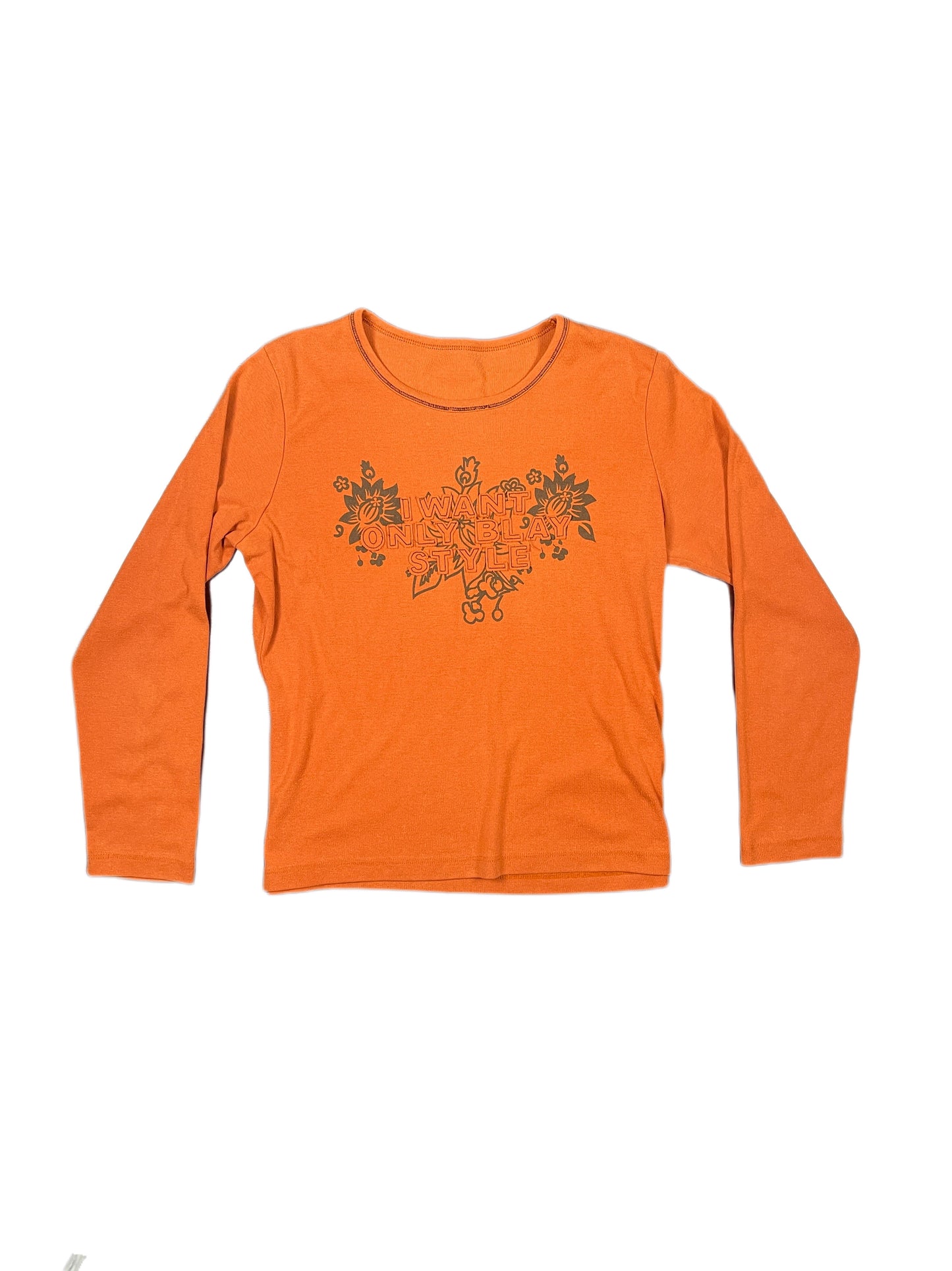 Y2k Blay Style Long Sleeve Top Orange - L/XL