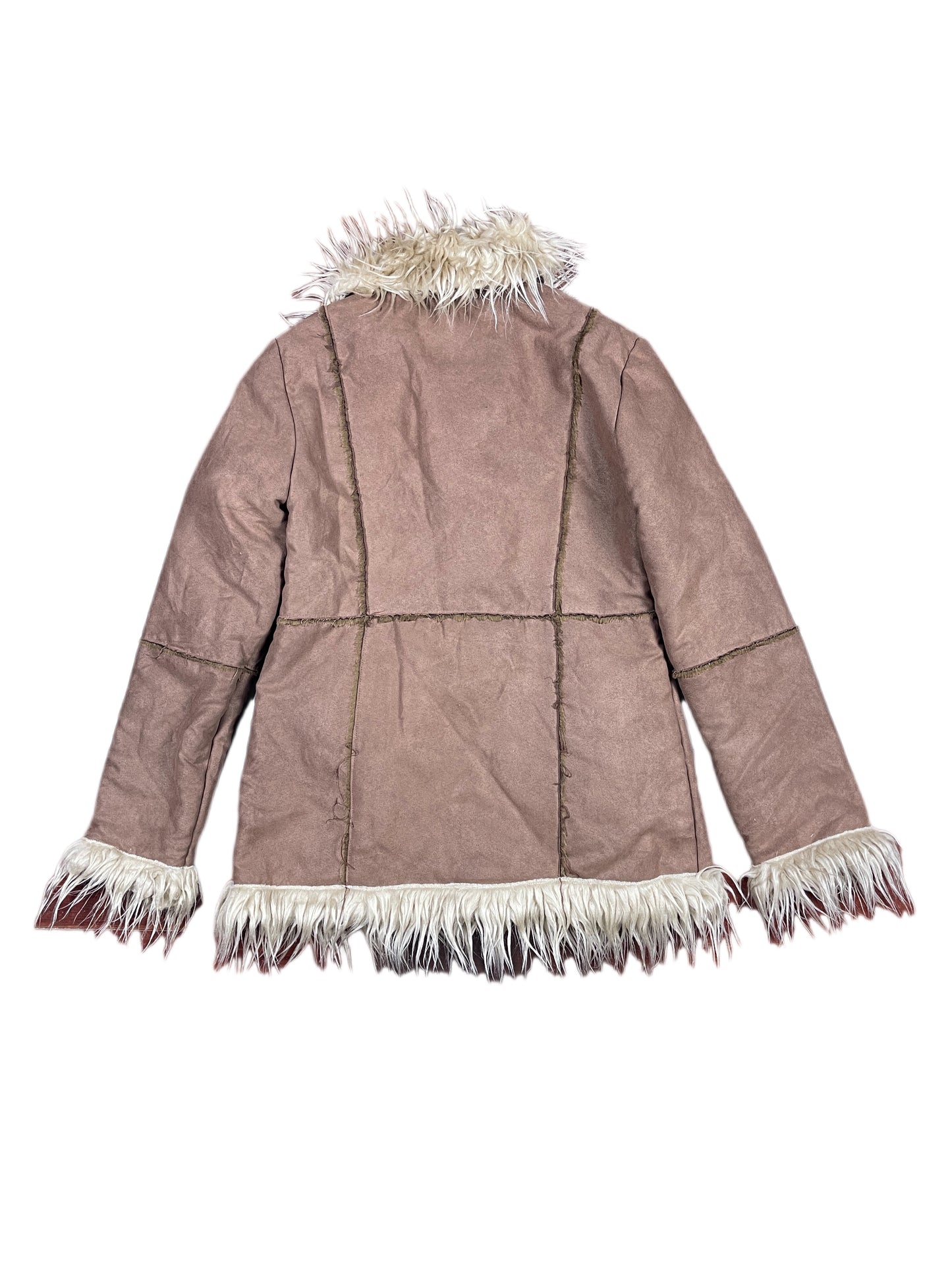 Y2k Morgan Fake Faux Fur Jacket Brown - M