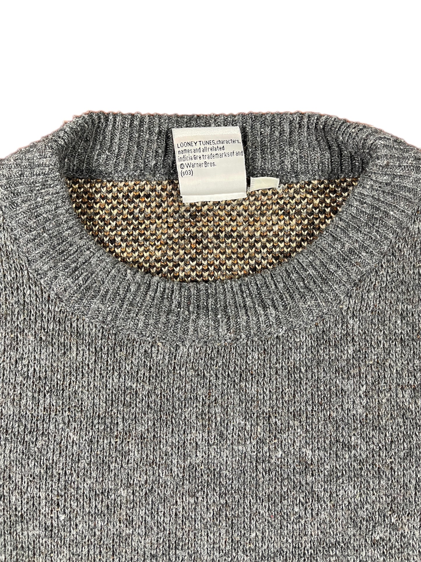 Vintage Looney Tunes 2003 Wile E. Coyote Knitted Sweatshirt Gray - L