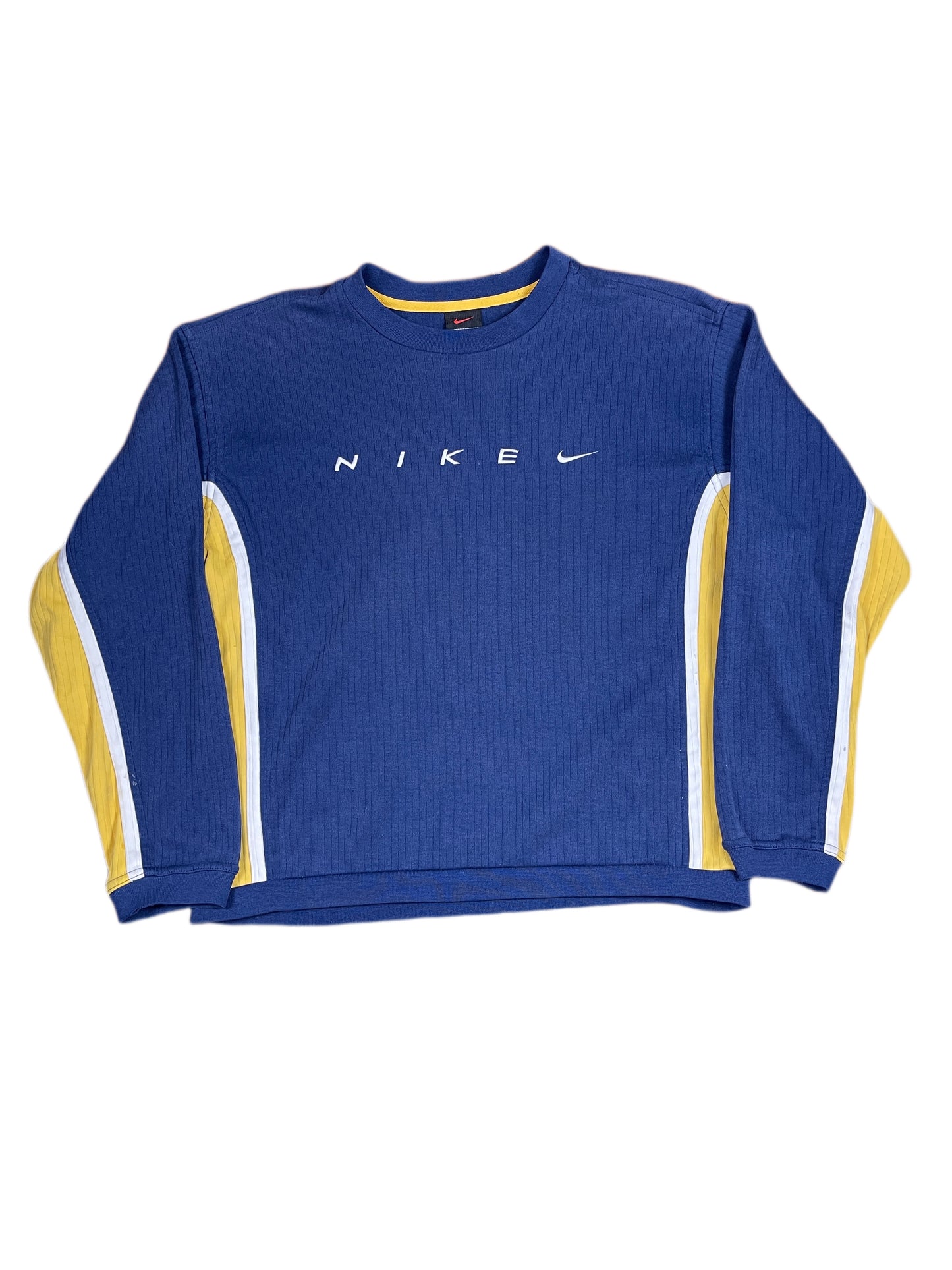 Vintage 1990s Nike Thin Sweatshirt Navy Yellow M