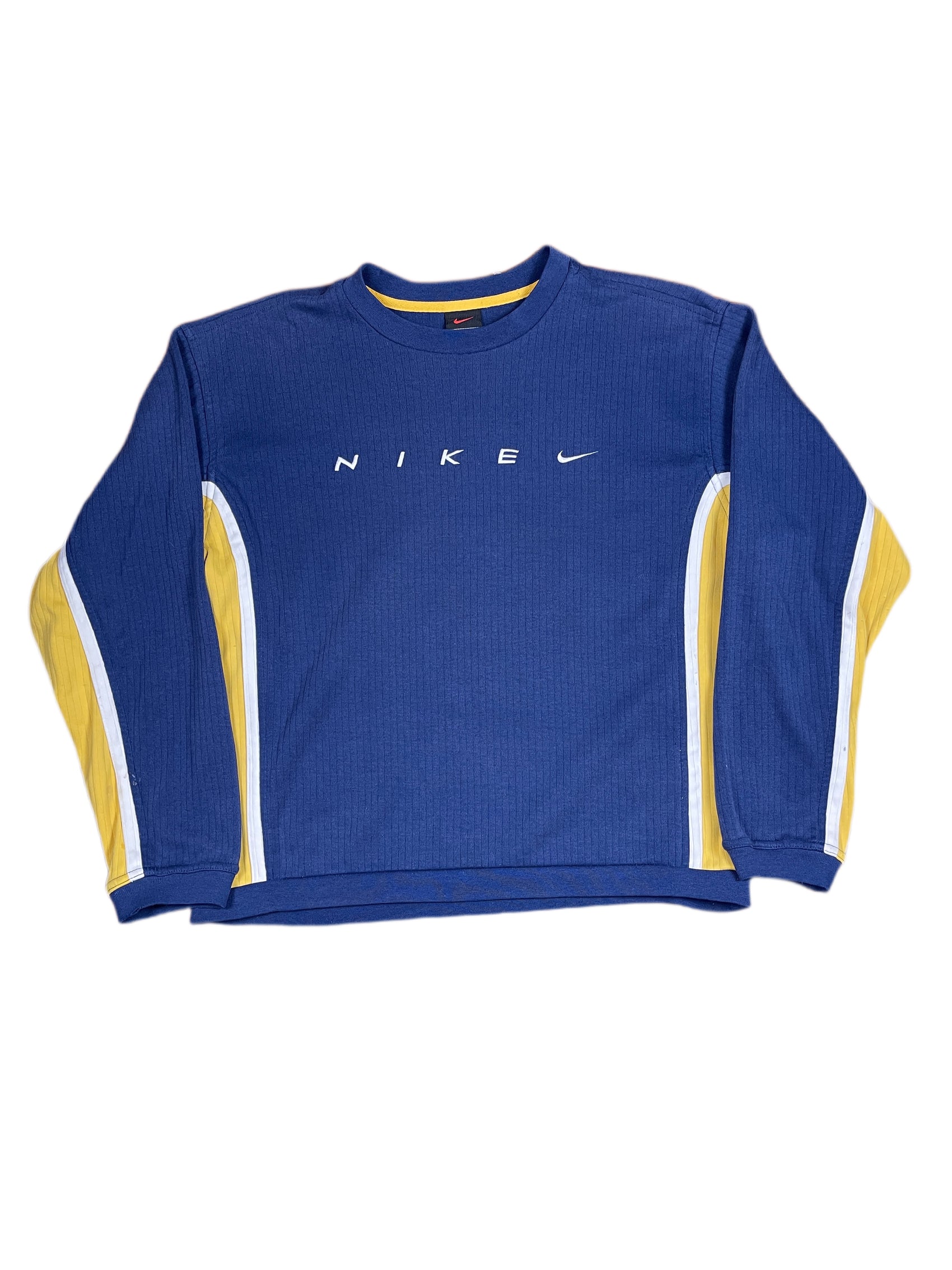 Vintage 1990s Nike Thin Sweatshirt Navy Yellow M