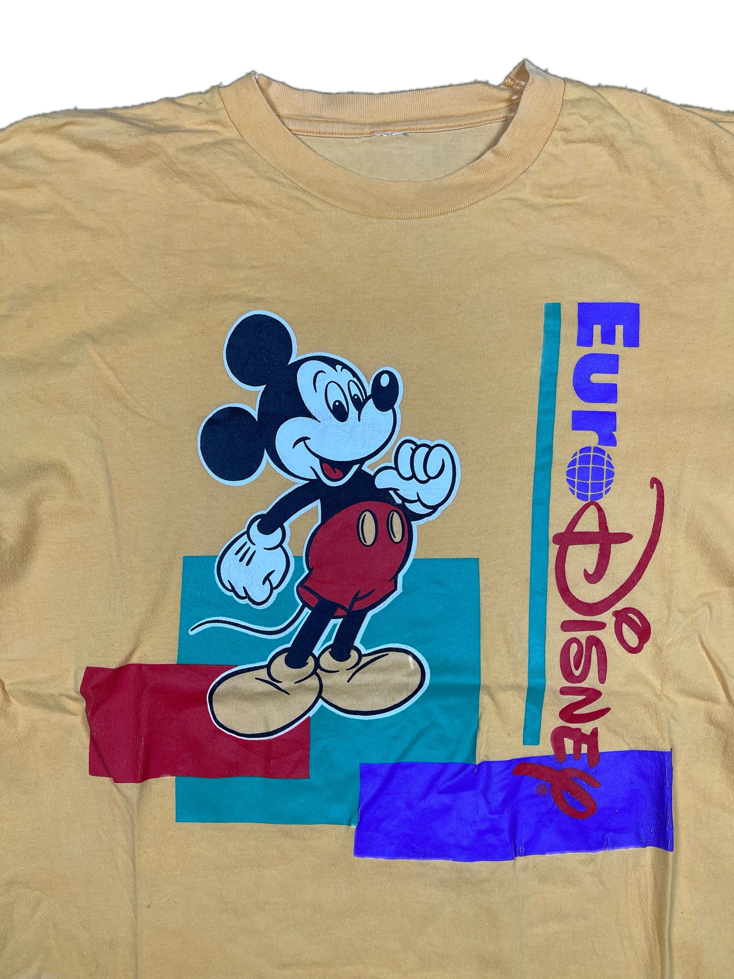 Vintage Euro Disney 1990s Mickey Mouse T-Shirt Orange - L