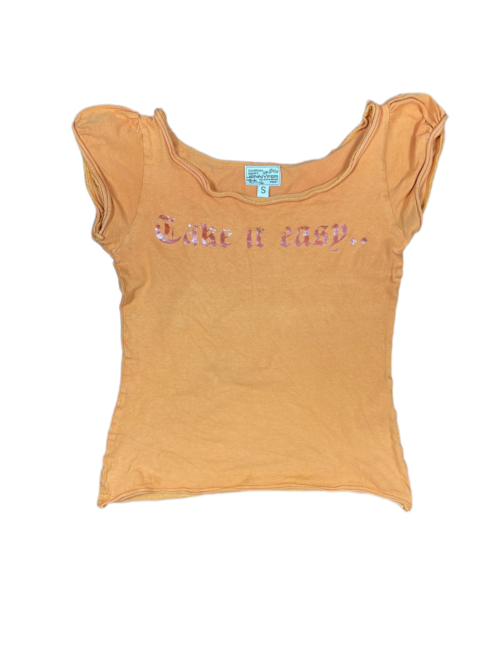 Y2k Jennifer Short Sleeve Top Orange - S