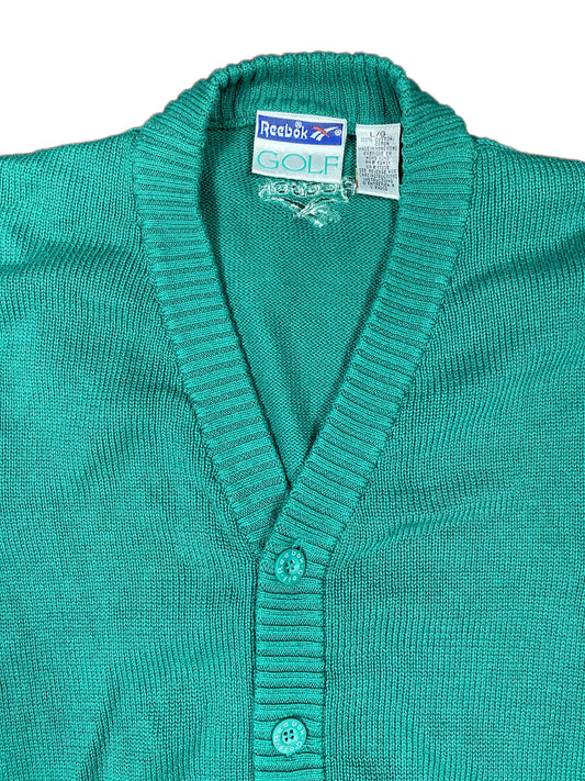 Vintage Reebok Golf Knit Vest Cardigan Green - L