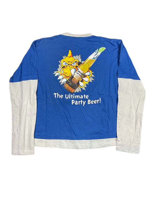Vintage Corona Beer Longsleeve Blue White - XL