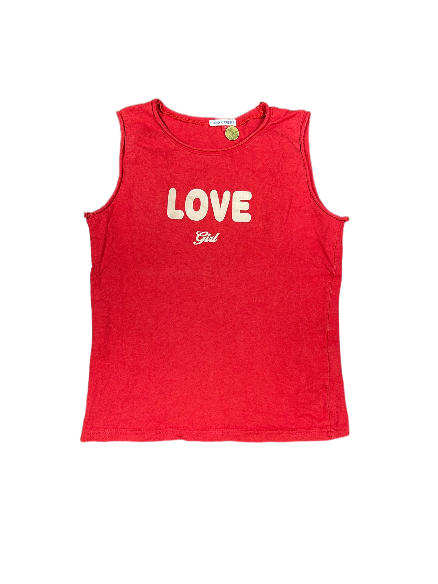 Y2k Sleeveless Top Love Girl Red - S