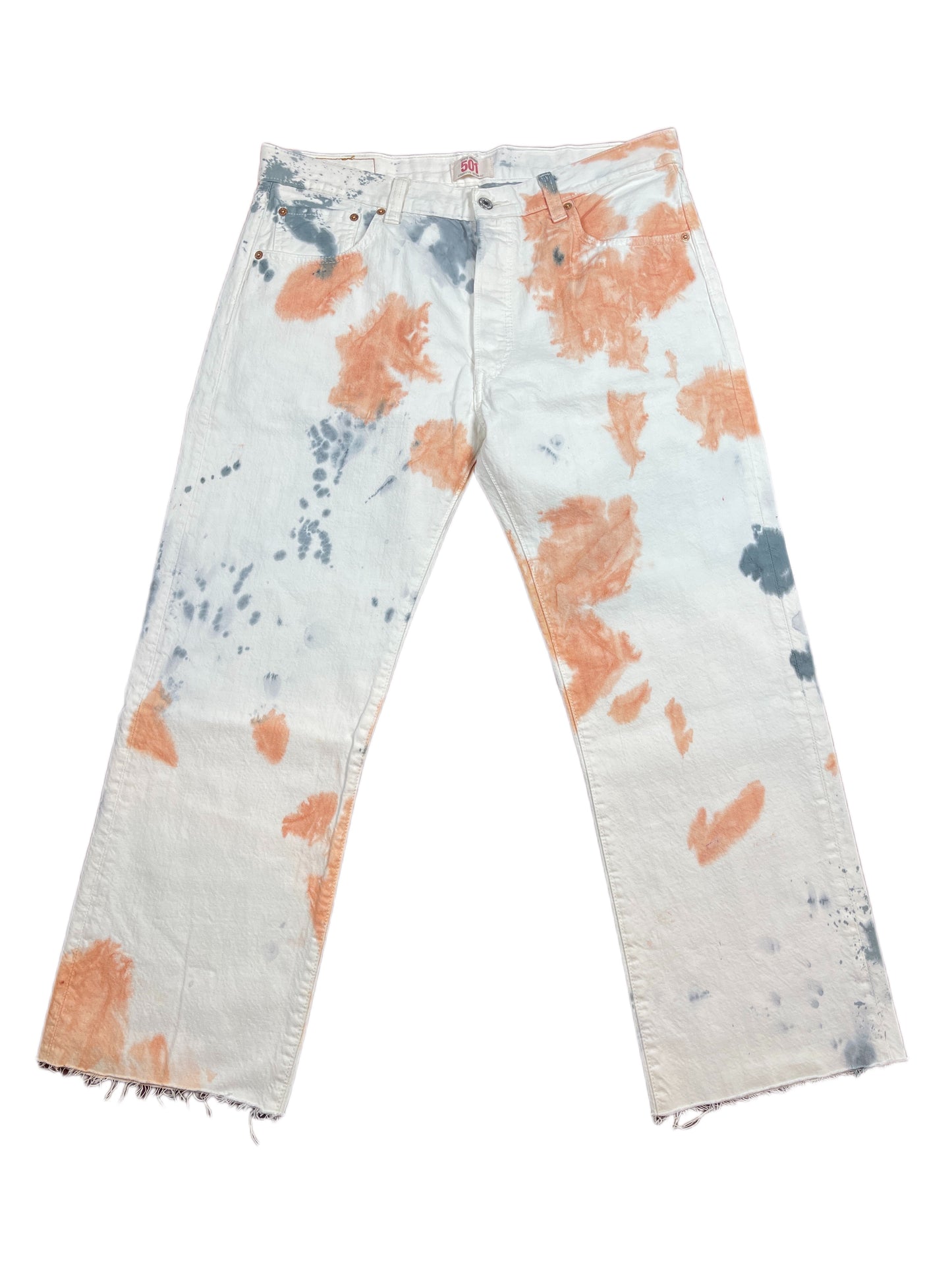 Y2k Levi's 501 UpCycled Denim Pants White Multicolor - XL