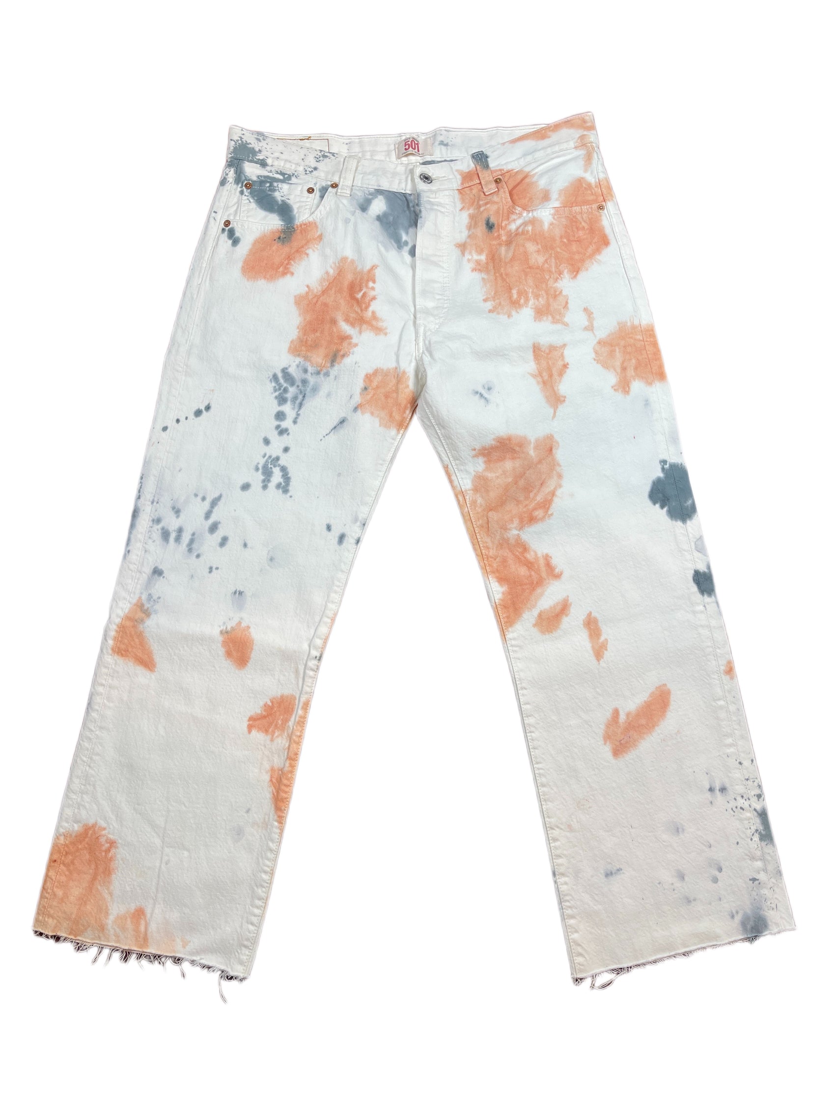 Y2k Levi's 501 UpCycled Denim Pants White Multicolor - XL