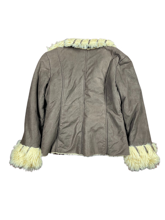 Y2k Fake Fur Jacket Brown Beige - L
