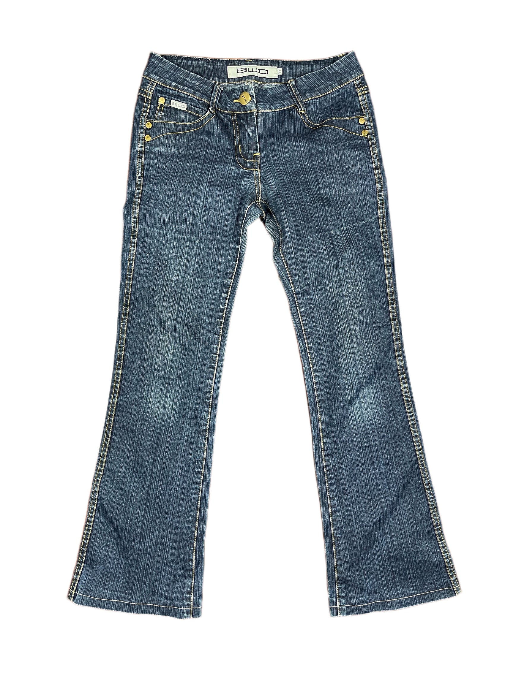 Y2k Bwd Denim Pants Flared Blue - S